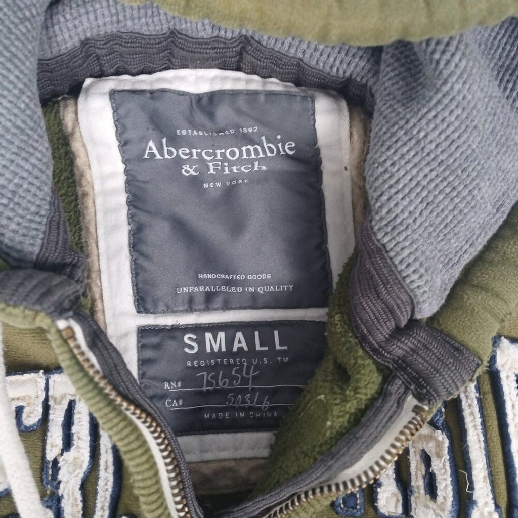 Abercrombie & Fitch Spellout Y2k Distressed Cotton Blend Green Zipper Hoodie