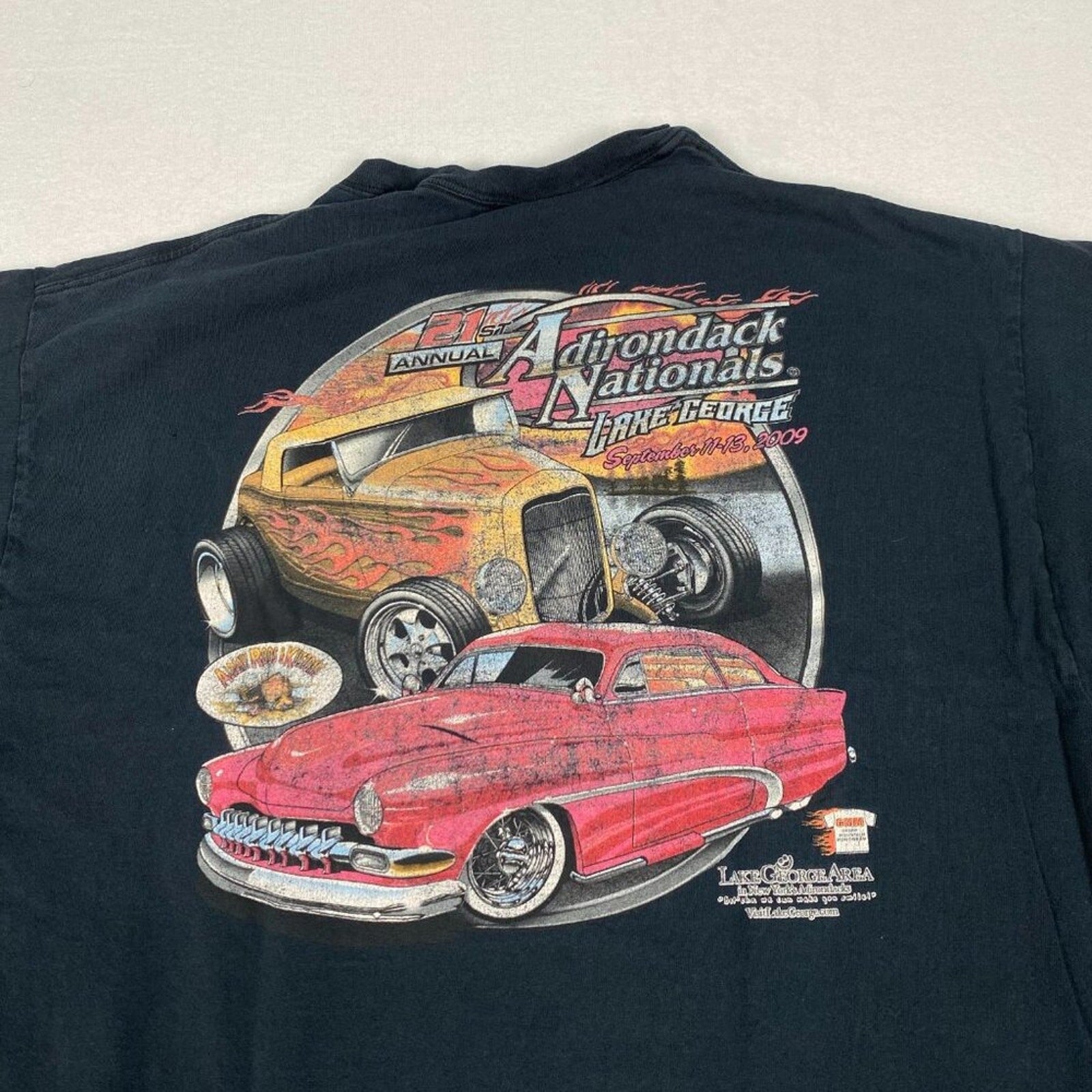 2009 Adirondack Nationals Lake George New York Tailfin Flames Vintage Cars Tee
