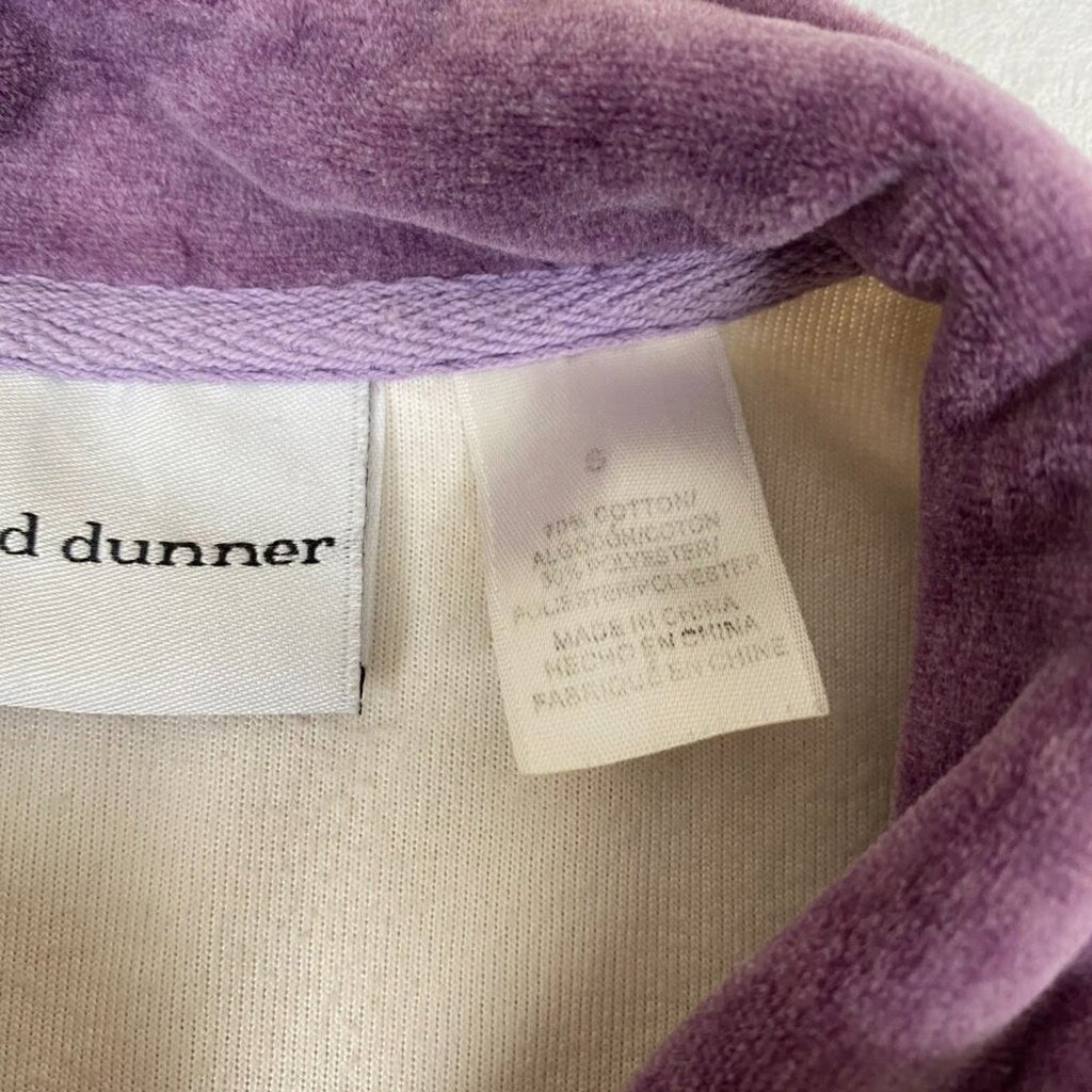 Vintage Alfred Dunner Velour Fleece Purple Striped 1/4 Zip Pullover Sweater