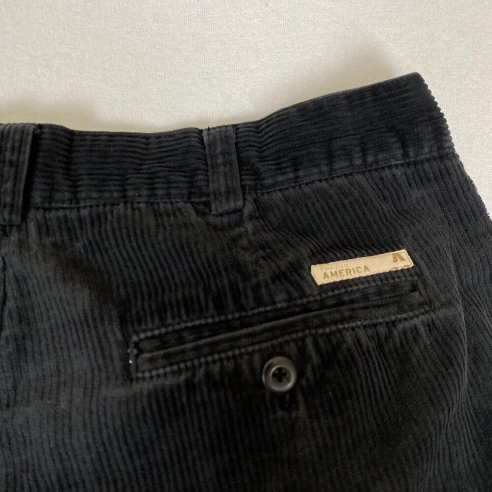 Vintage Y2K Perry Ellis America Black Cotton Corduroy Wide Baggy Leg Pants 34x29
