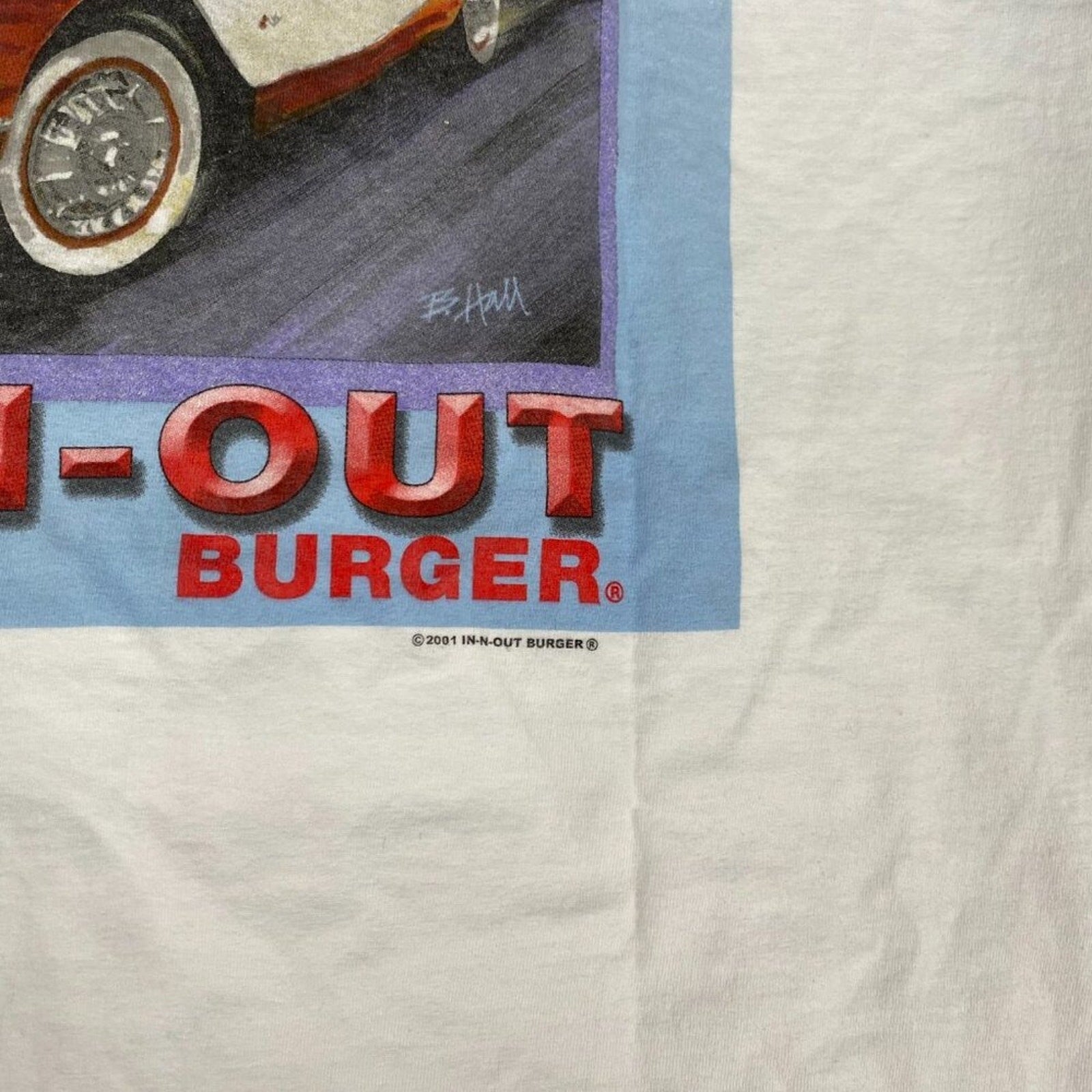 In N Out Burger Las Vegas Classic Red Car Cotton White Tee XXL