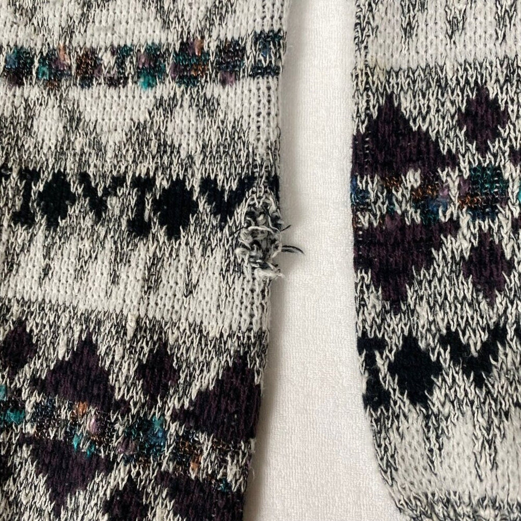 Vintage Method 90s Fair Isle Knit Grey Blue Sweater Large
