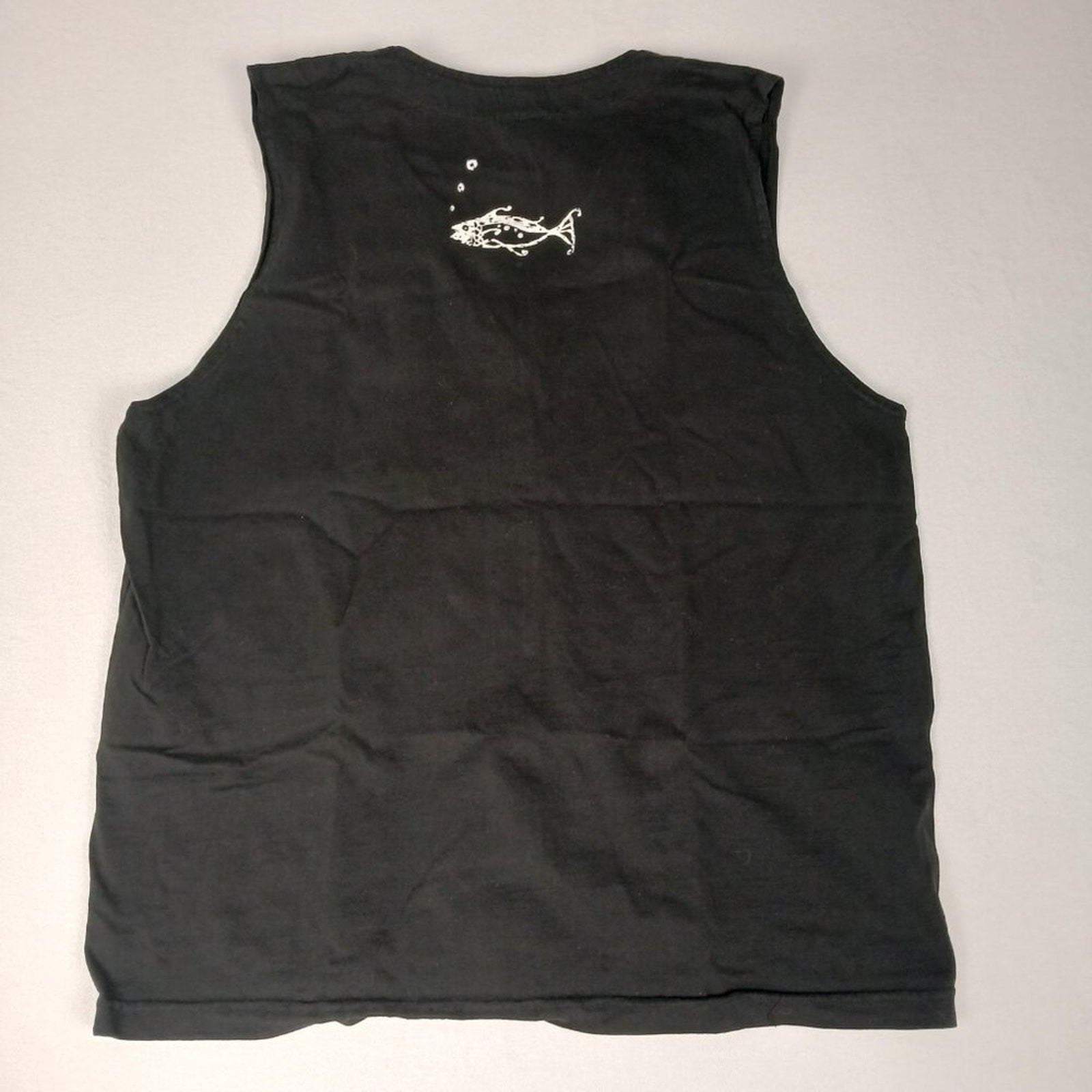 Vintage Made in USA Cactus Fish Starfish Ocean Sleeveless Button Up Black Vest