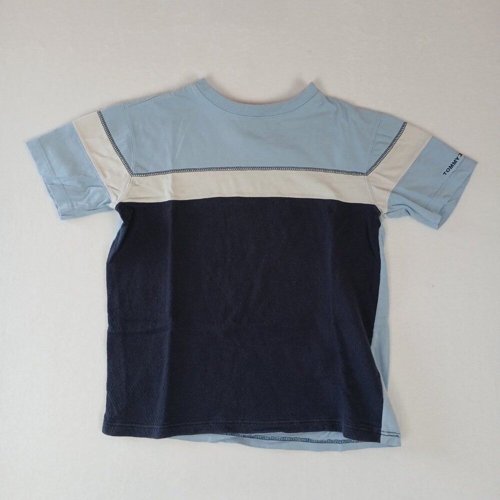 Tommy Hilfiger Blue Color Block Cotton Tee