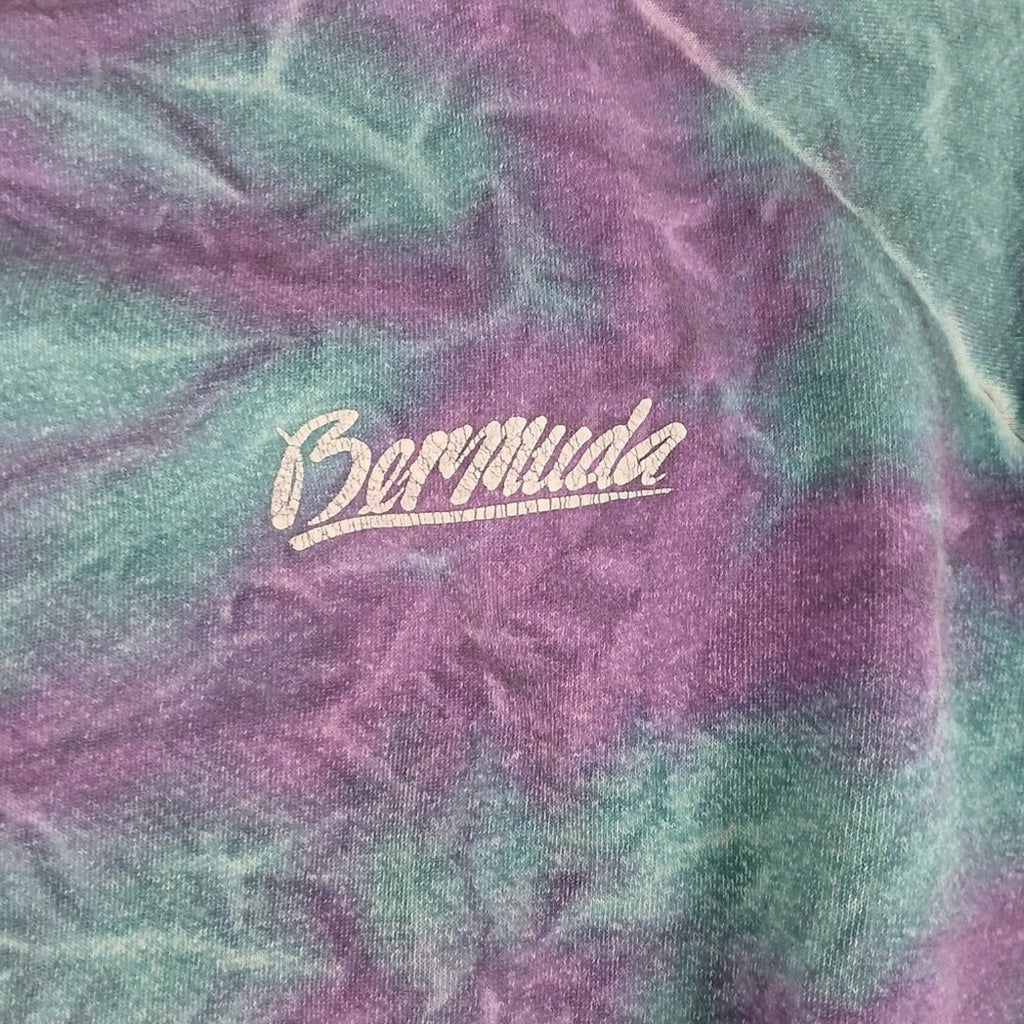 Bermuda Purple Blue Tie Dye Crop Crewneck Pullover Sweatshirt