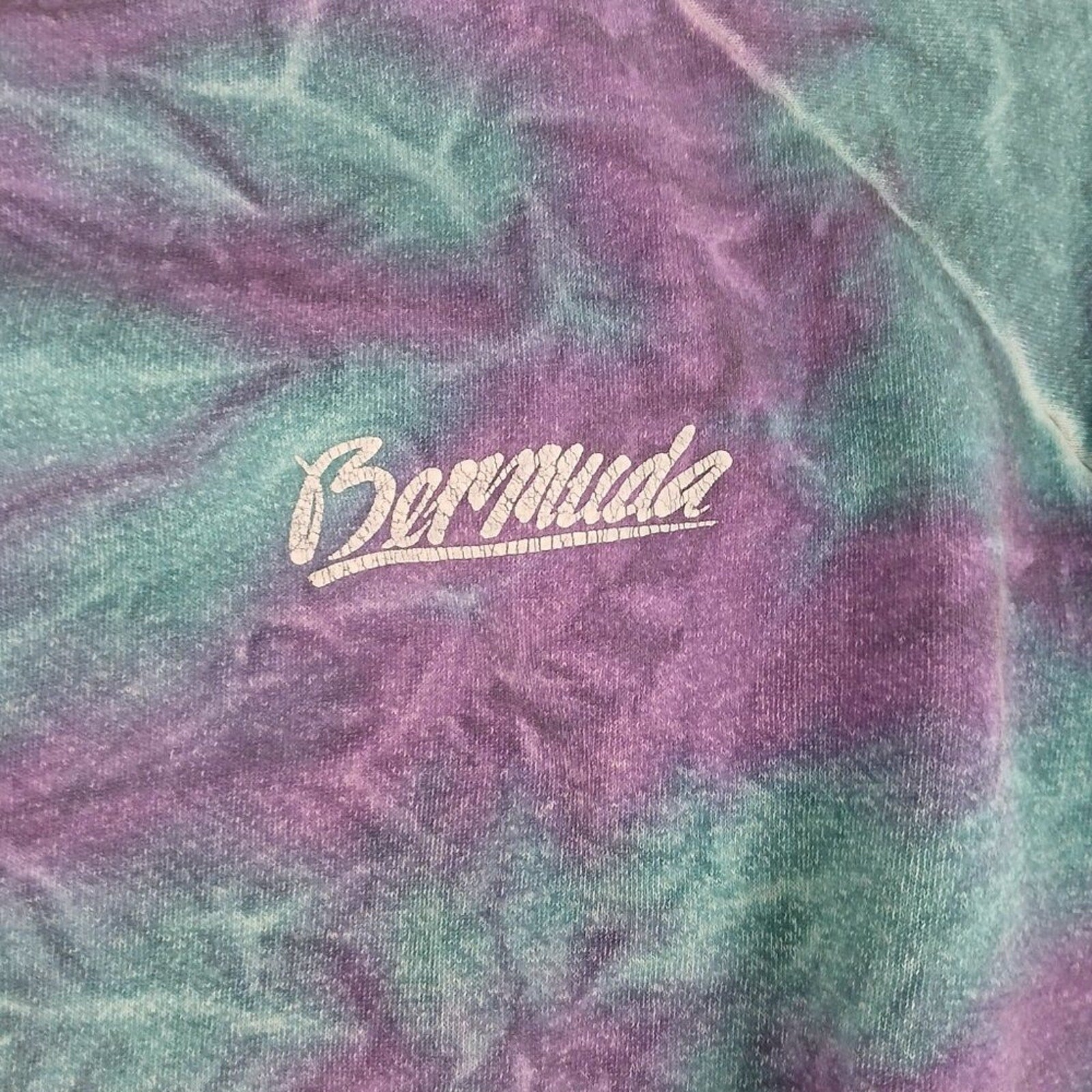 Bermuda Purple Blue Tie Dye Crop Crewneck Pullover Sweatshirt