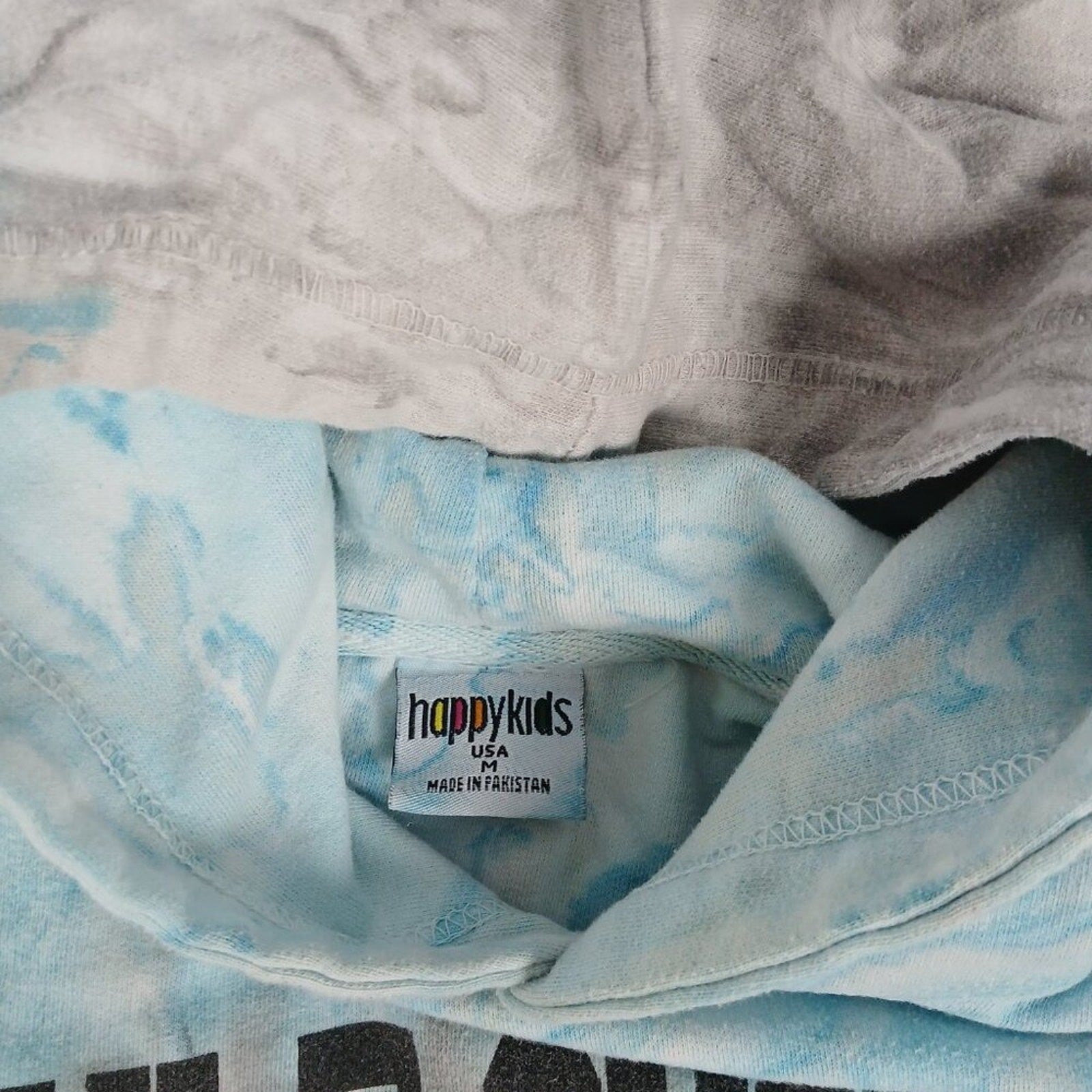 Gulf Shores Alabama Tie Dye Blue Grey Kids Hoodie Sweatshirt Size Medium