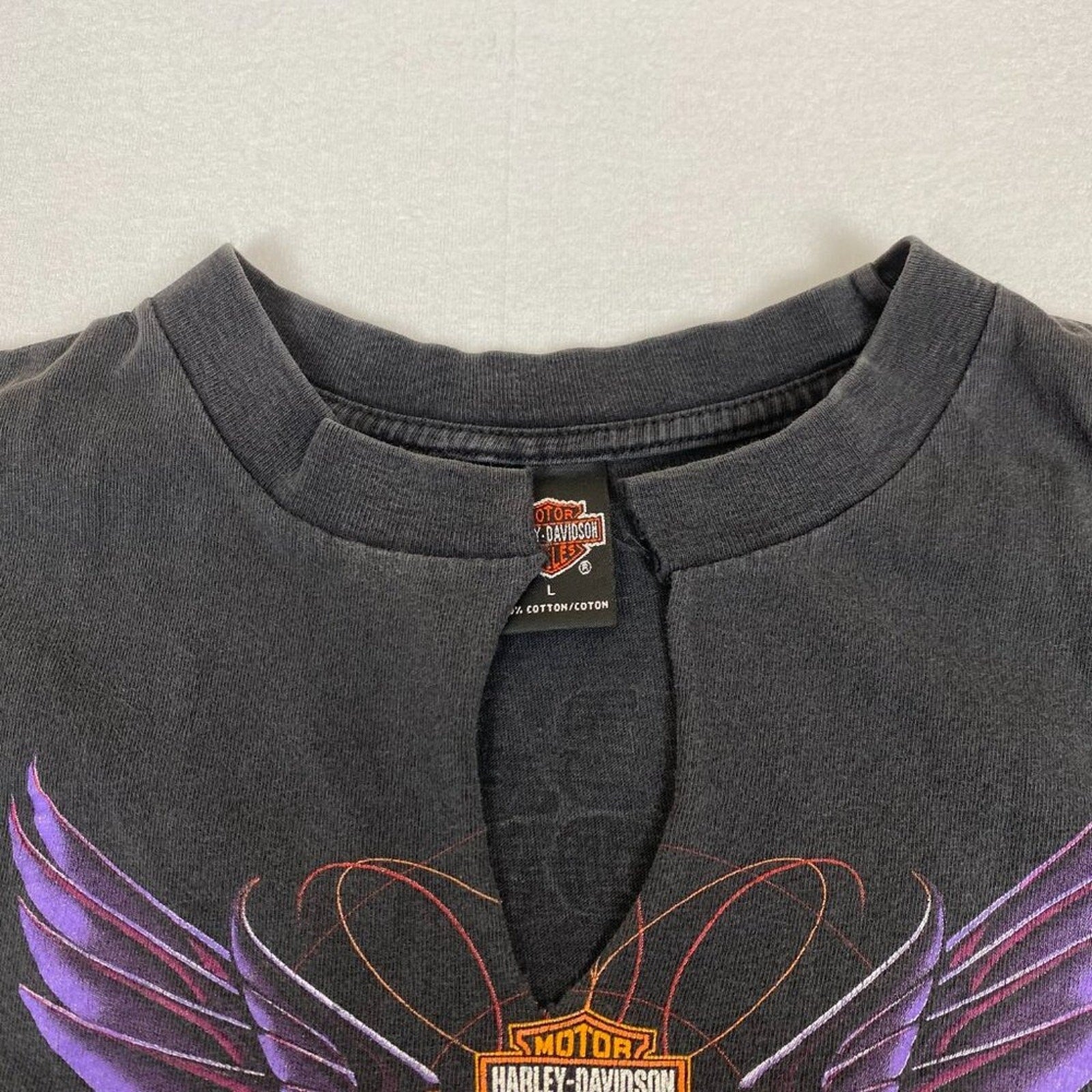Vintage Harley Davidson Made in USA Purple Wing Cropped Sleeveless Minnesota Tee