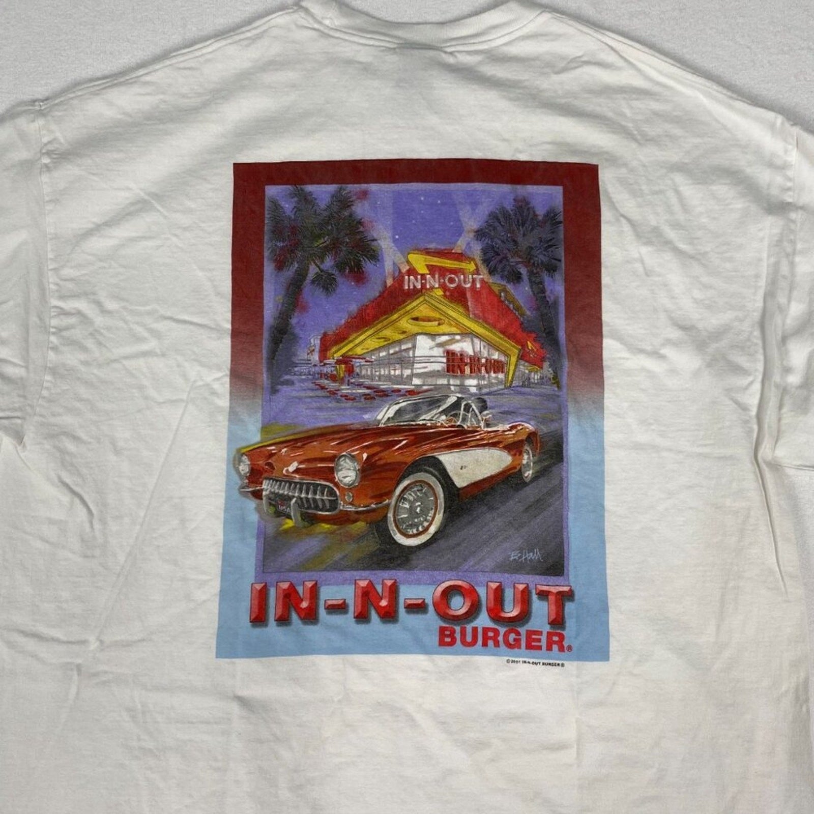 In N Out Burger Las Vegas Classic Red Car Cotton White Tee XXL