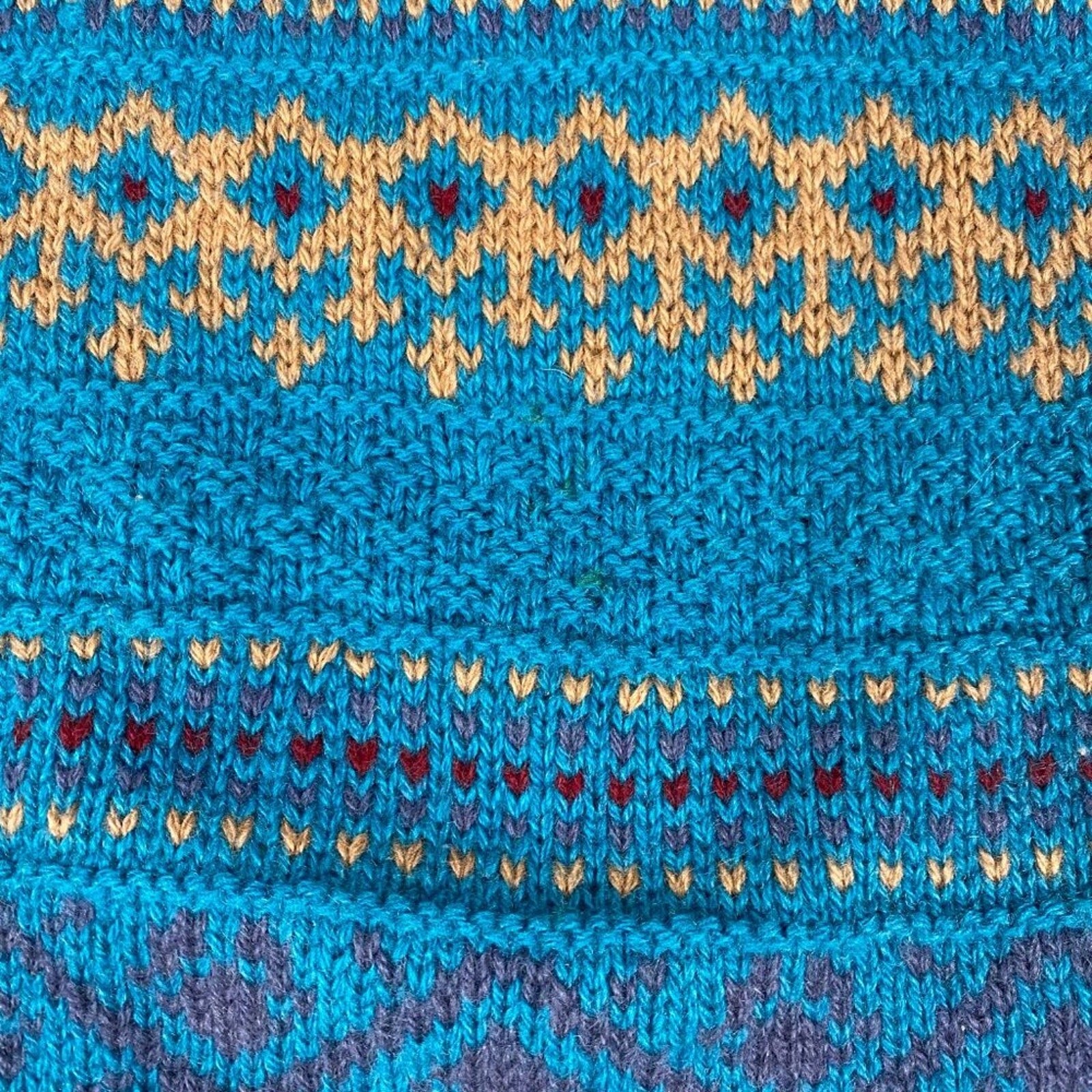 Vintage Skyr Shetland Wool Fair Isle Geometric Striped Button Cowl Sweater