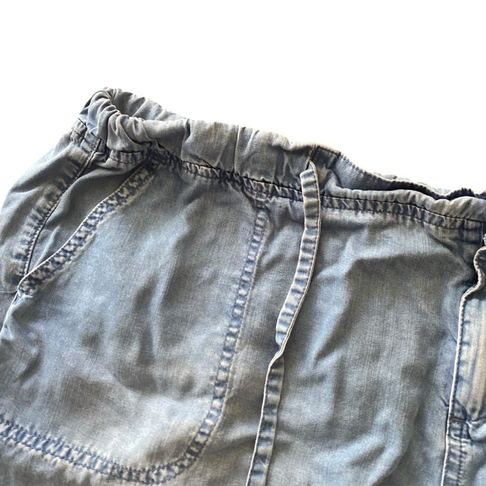 Merona Women’s Lightweight Denim Style Drawstring Blue Jeans Shorts XXL