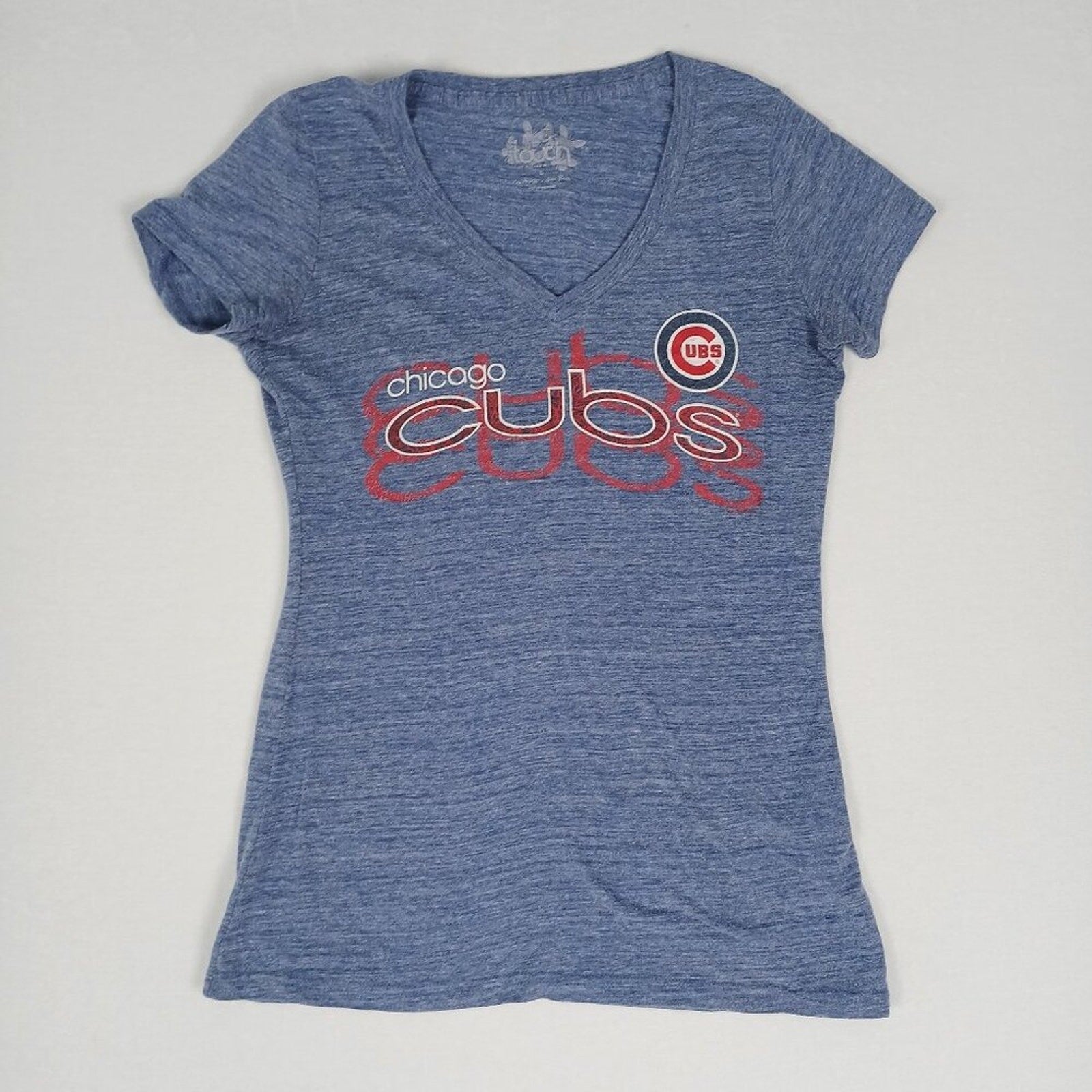 Chicago Cubs MLB Baseball Touch Alyssa Milano Women’s Blue Tee Small.