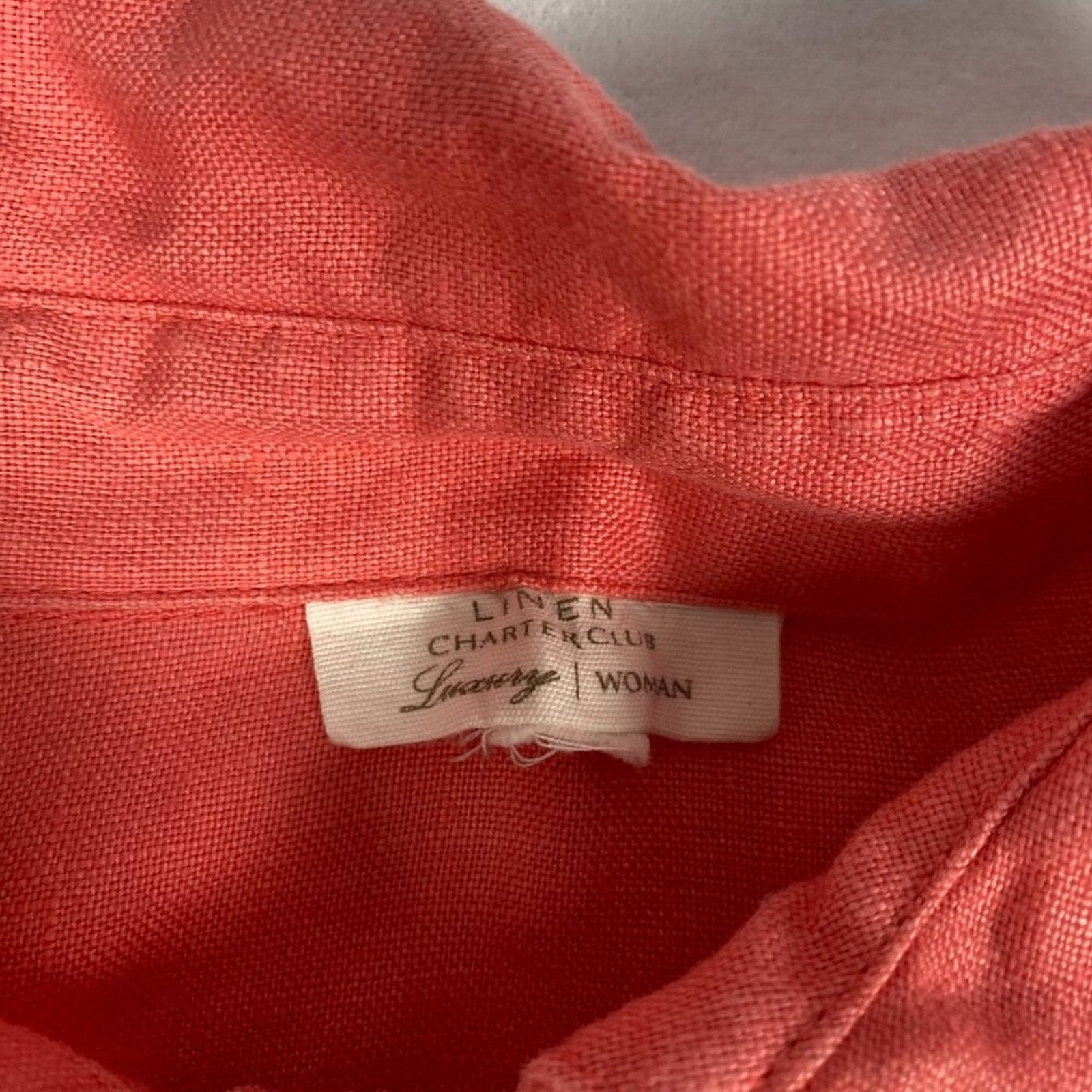 Charter Club Linen Luxury Light Red Button Up Jacket