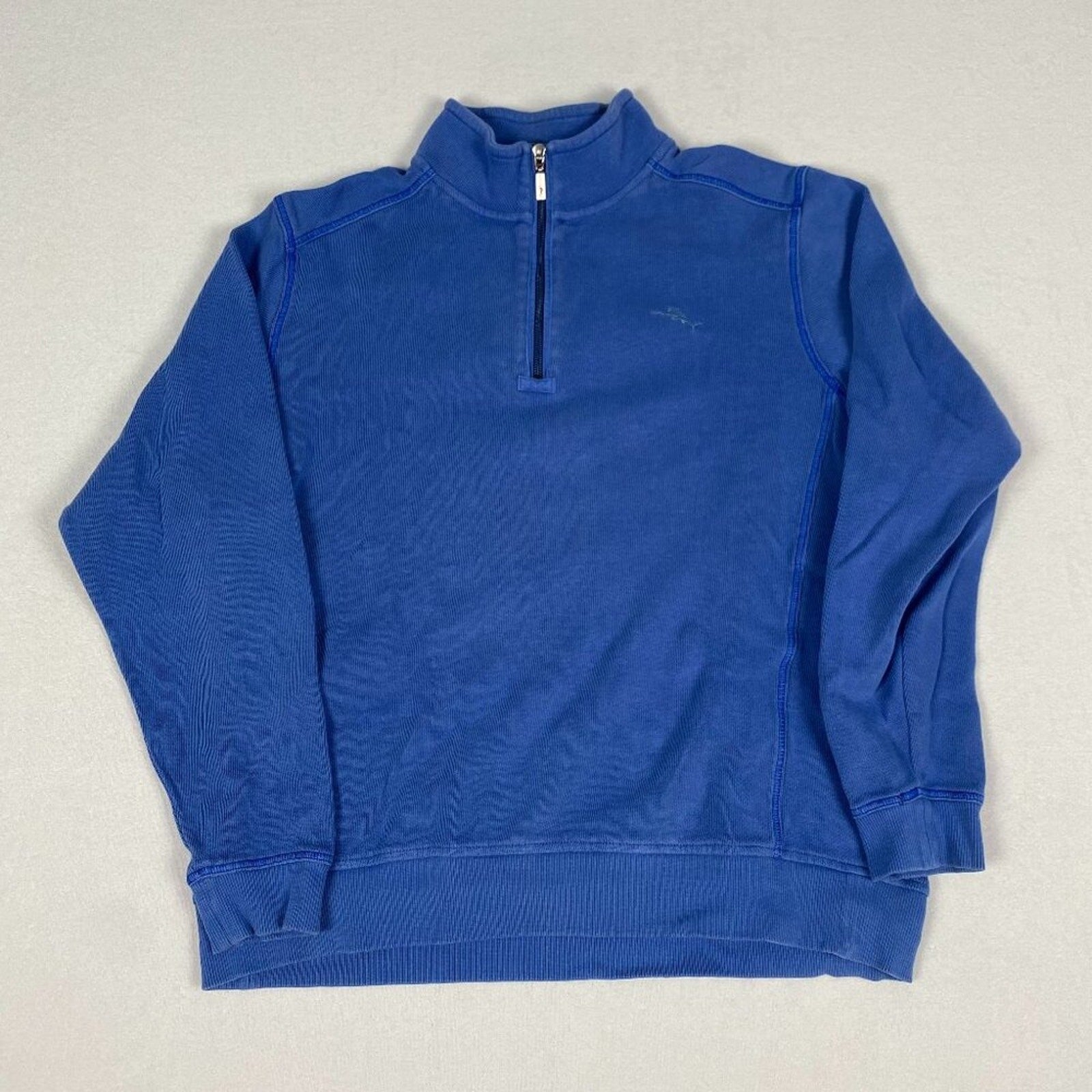 Tommy Bahama Royal Blue Cotton 1/4 Zip Pullover Sweater Size Large