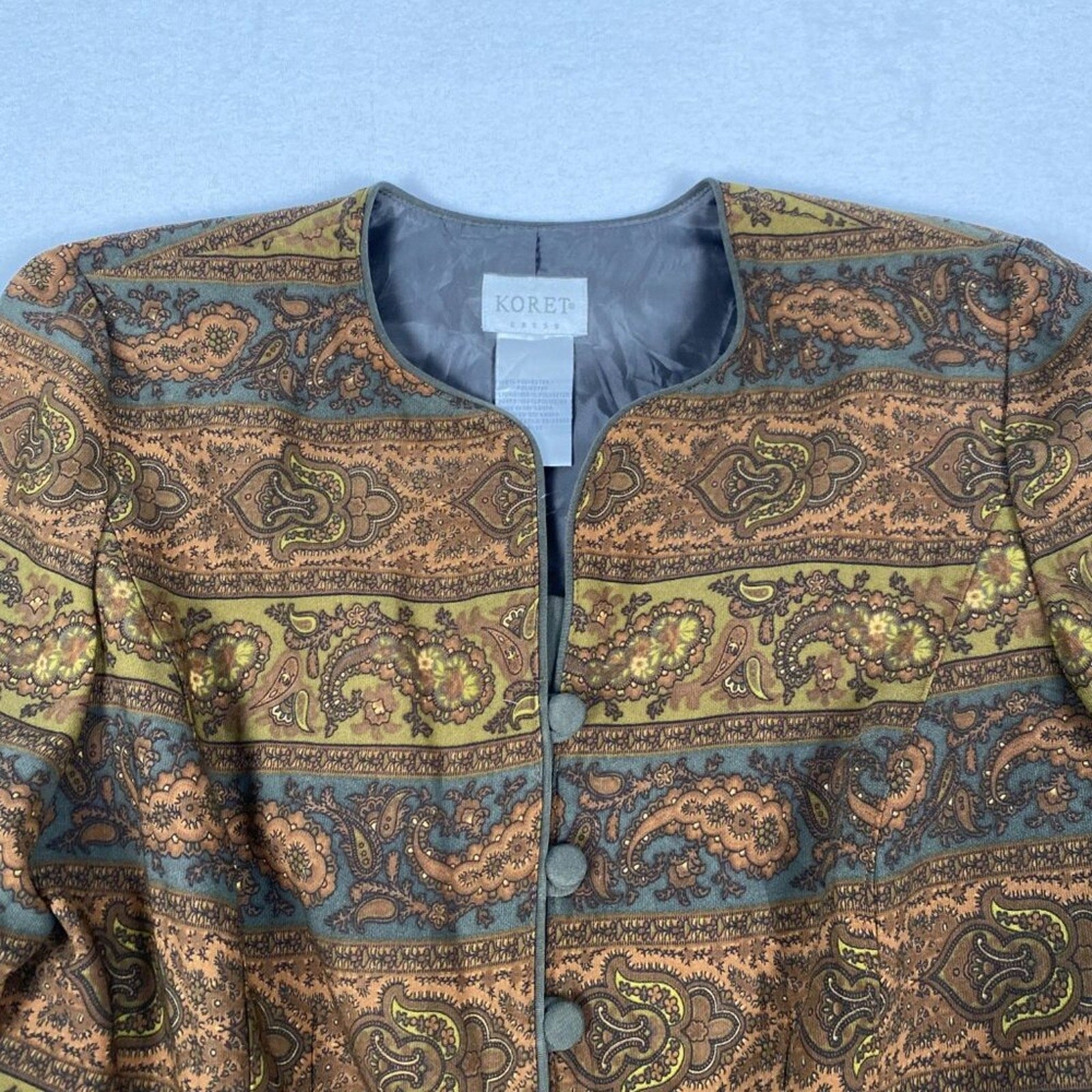 Vintage Koret Paisley Brown Burnt Orange Button Up Jacket Coat