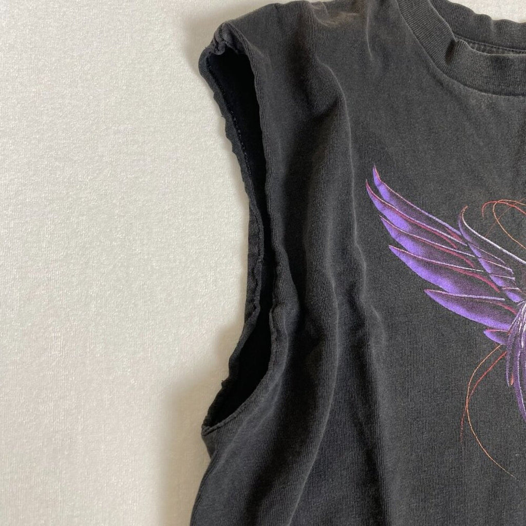 Vintage Harley Davidson Made in USA Purple Wing Cropped Sleeveless Minnesota Tee