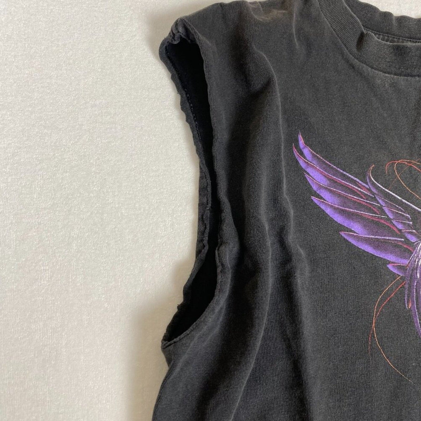 Vintage Harley Davidson Made in USA Purple Wing Cropped Sleeveless Minnesota Tee