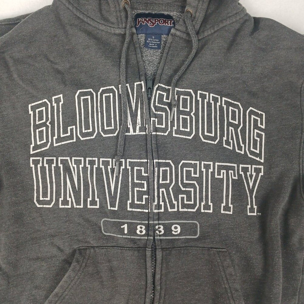 Bloomsburg University 1839 Pennsylvania Jansport Zip Up Grey Hoodie Jacket Small
