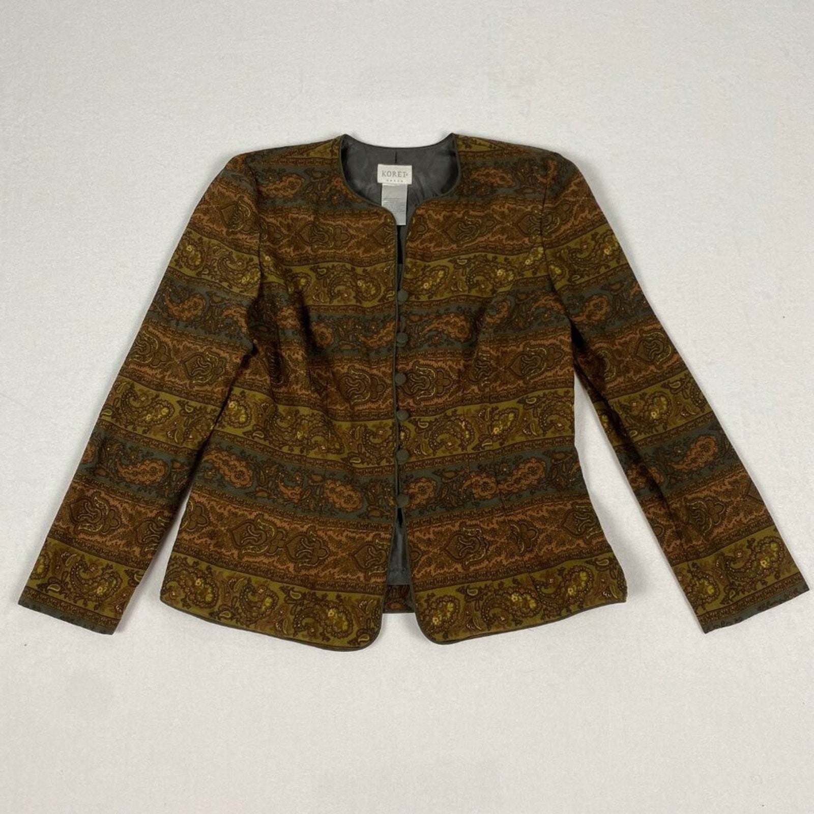 Vintage Koret Paisley Brown Burnt Orange Button Up Jacket Coat