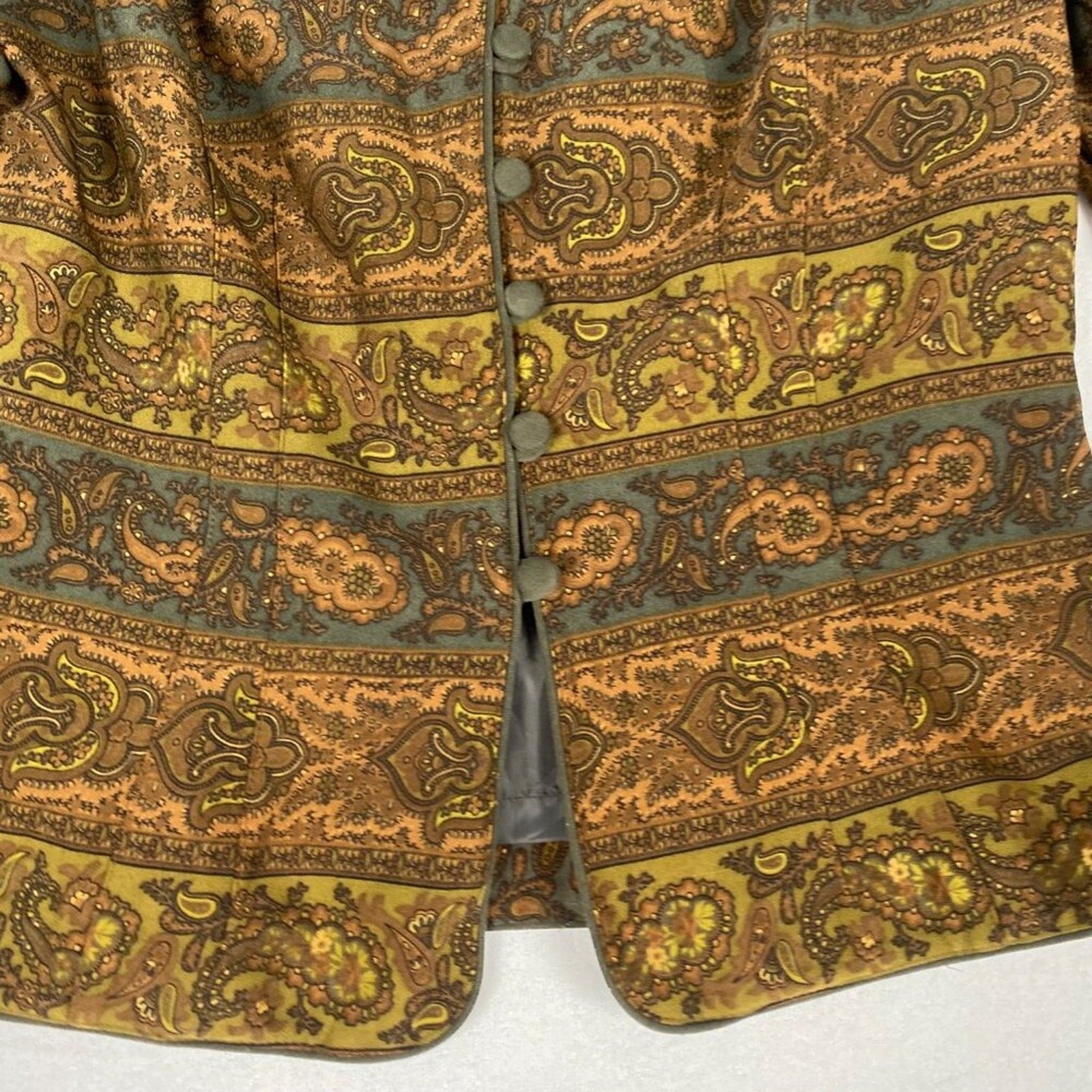 Vintage Koret Paisley Brown Burnt Orange Button Up Jacket Coat