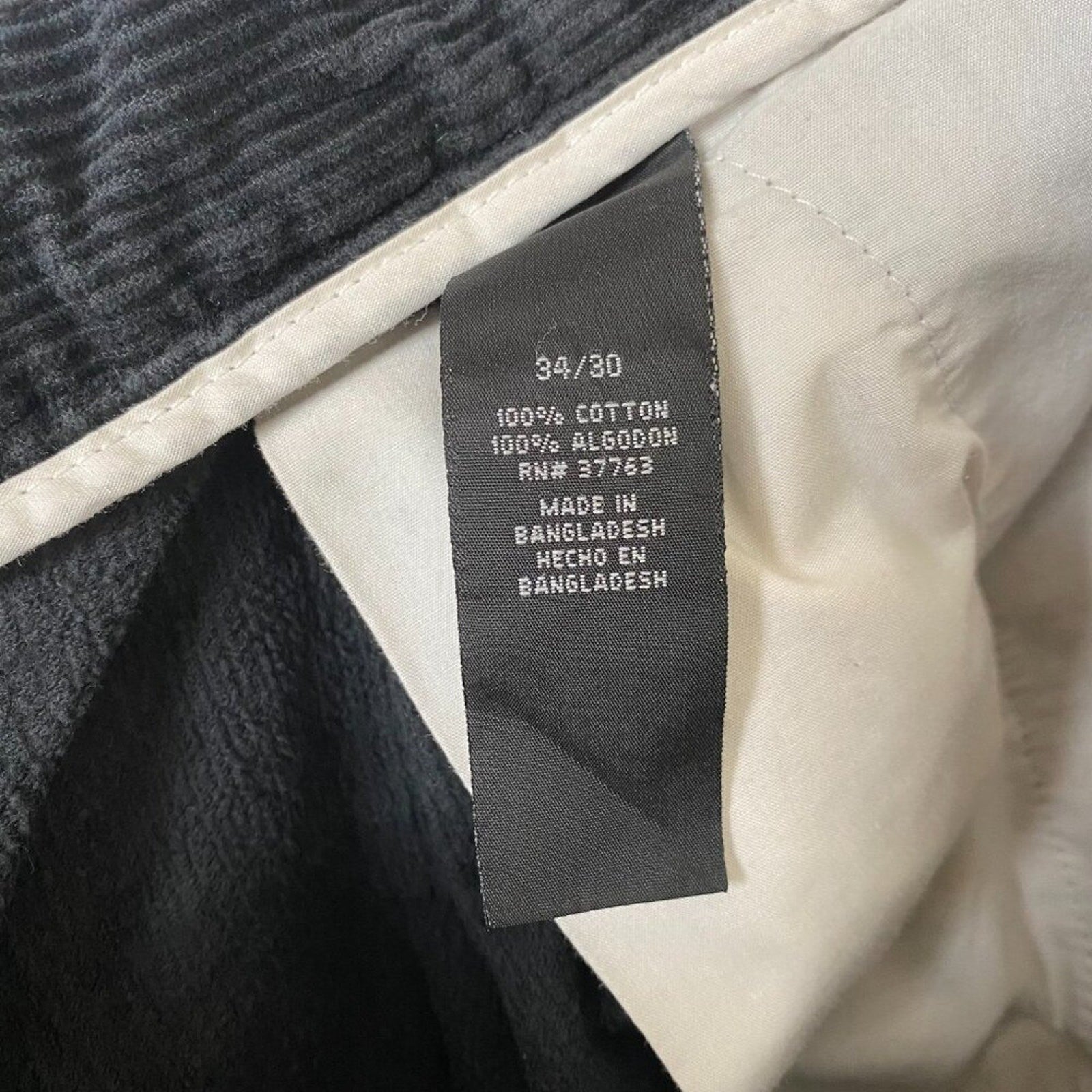 Vintage Y2K Perry Ellis America Black Cotton Corduroy Wide Baggy Leg Pants 34x29