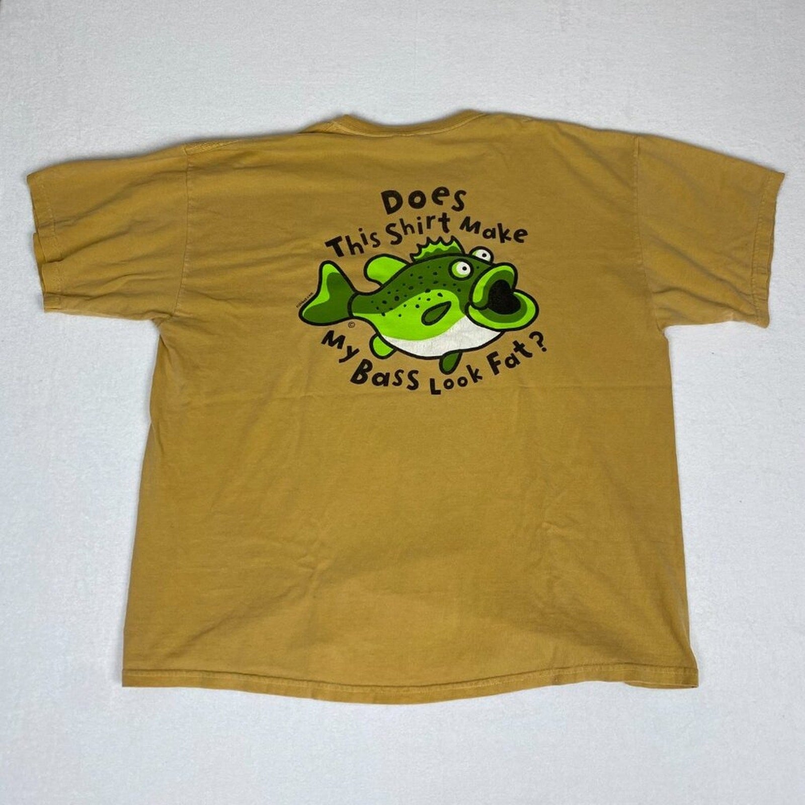 Minnesota Funny Fat Bass Fishing Green Graphic Summer Dad Cotton Tan Yellow Tee