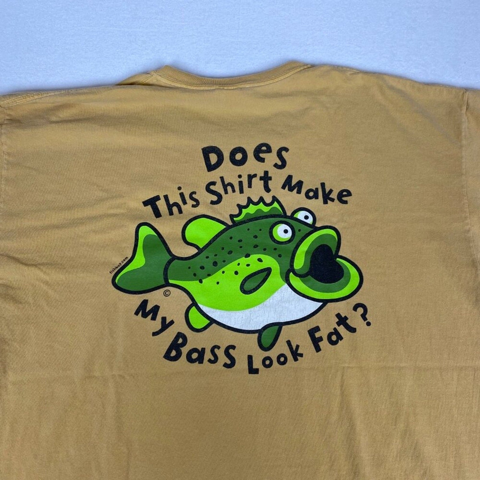 Minnesota Funny Fat Bass Fishing Green Graphic Summer Dad Cotton Tan Yellow Tee