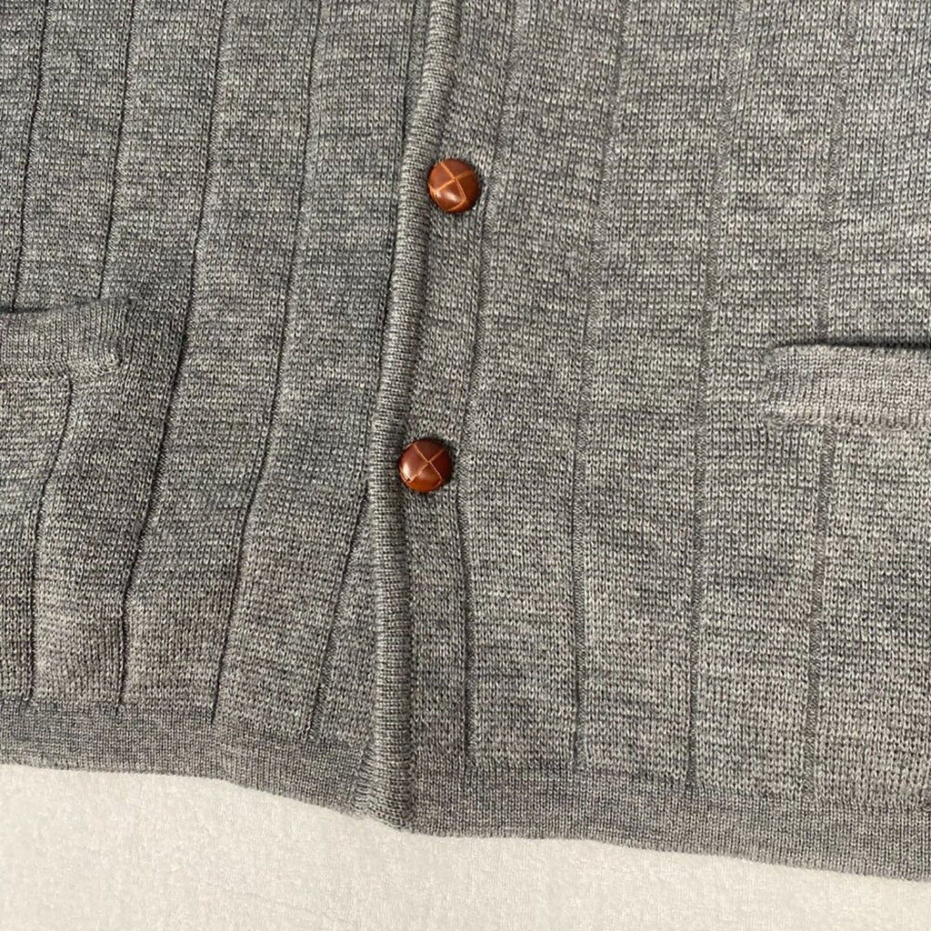 Vintage Brooks Brothers Wool Made in Italy Grey Knit Cardigan Jacket Coat XL