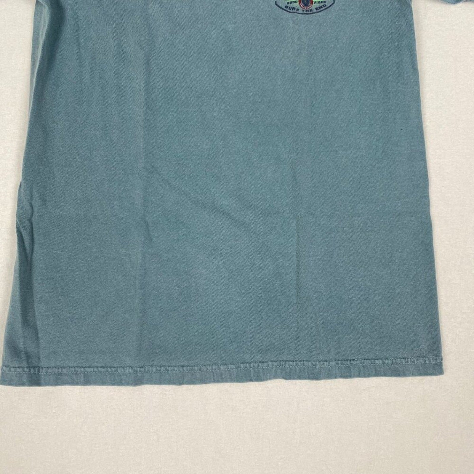 Cape Code Paw Patrol Dog Surfboard Graphic Cotton Faded Pale Blue Tee Small