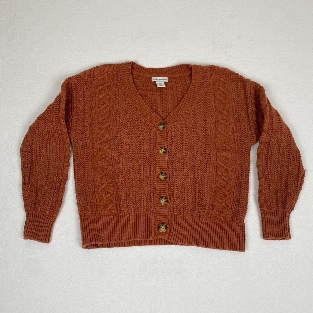 Cupcake and Cashmere Cable Knit Button Women's Cardigan Sweater Medium
