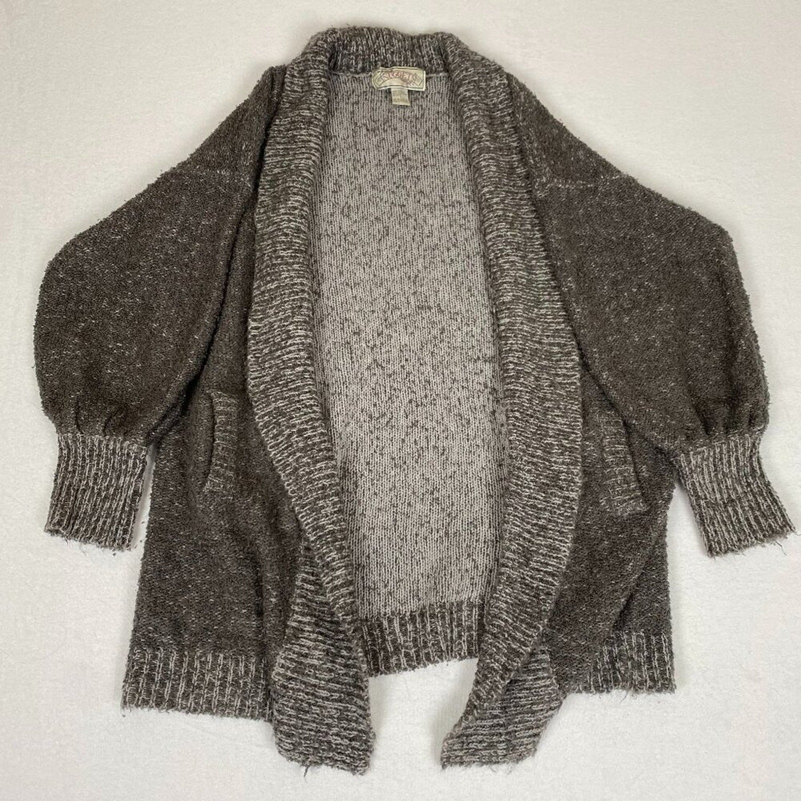Vintage 90s Grey Cowl Neck Nuggets Cardigan Sweater Size Large