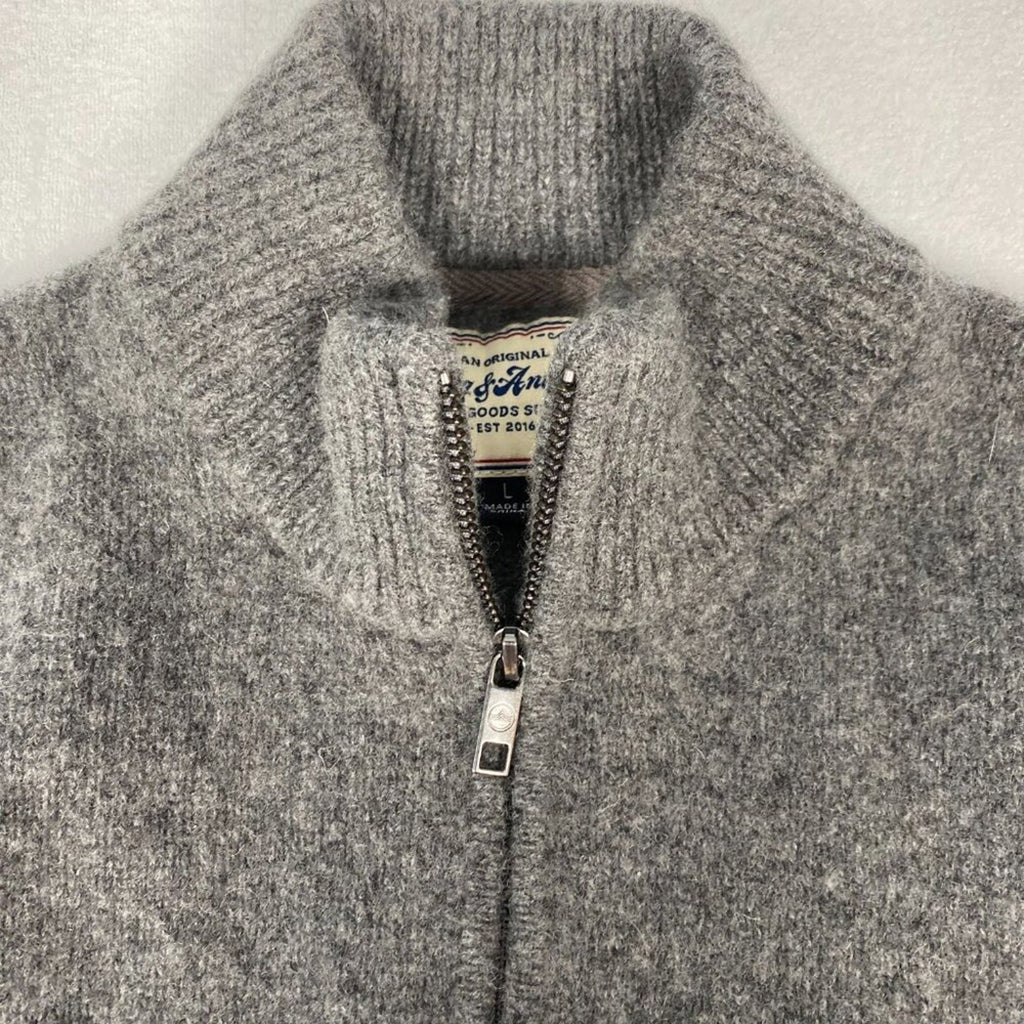 Flag & Anthem Wool Grey 1/4 Zip Textured Knit Pullover Sweater