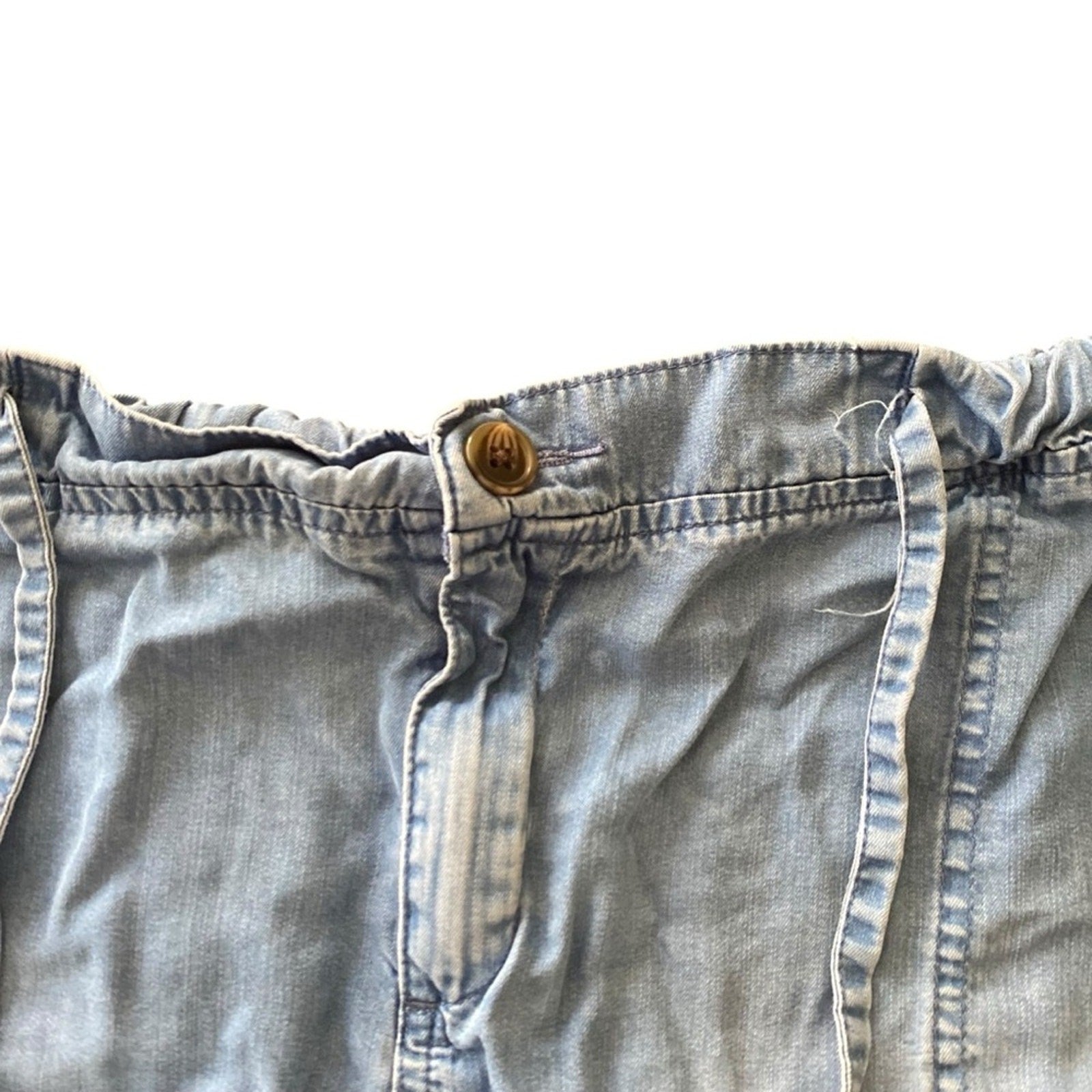 Merona Women’s Lightweight Denim Style Drawstring Blue Jeans Shorts XXL