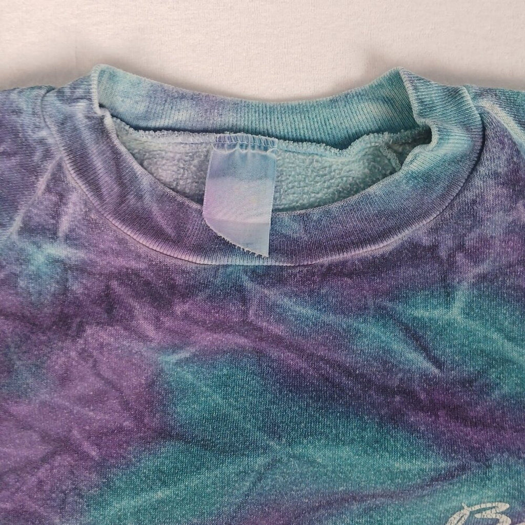 Bermuda Purple Blue Tie Dye Crop Crewneck Pullover Sweatshirt