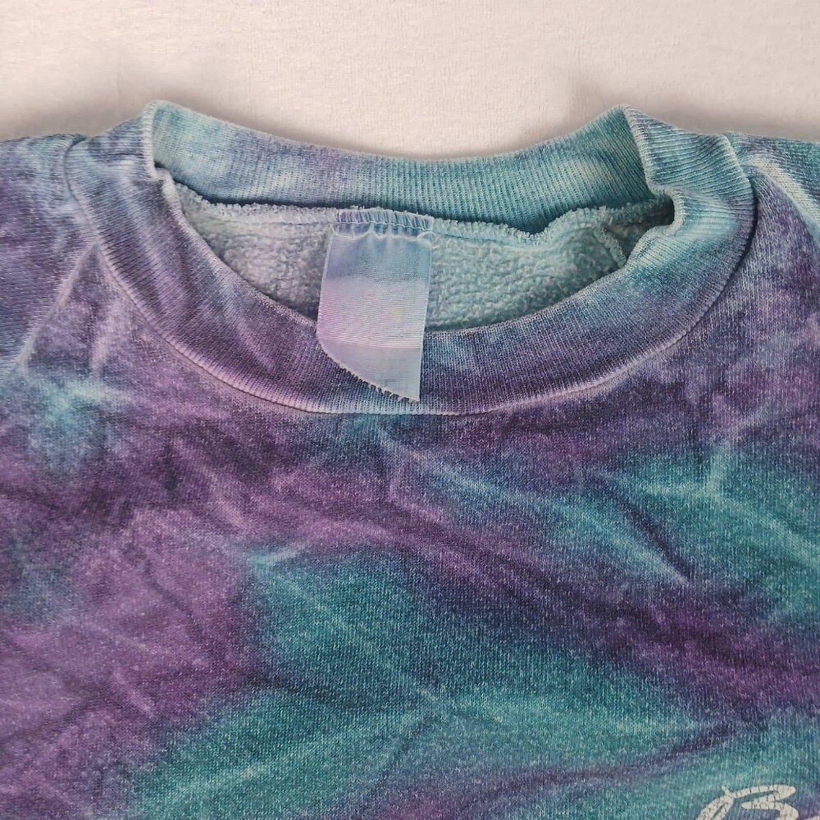 Bermuda Purple Blue Tie Dye Crop Crewneck Pullover Sweatshirt