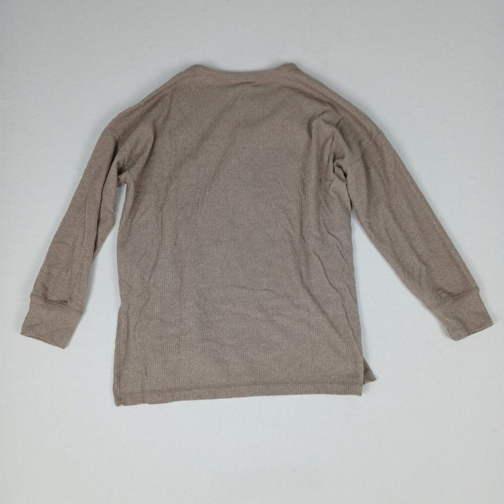 Old Navy Women's Light Brown Thermal Long Sleeve Snap Button Shirt Medium