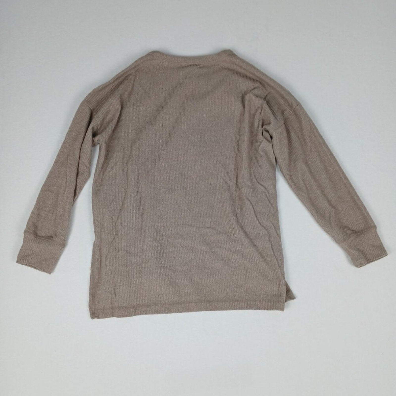 Old Navy Women's Light Brown Thermal Long Sleeve Snap Button Shirt Medium
