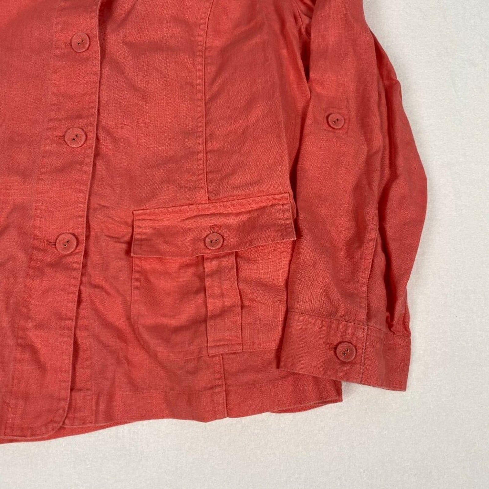 Charter Club Linen Luxury Light Red Button Up Jacket