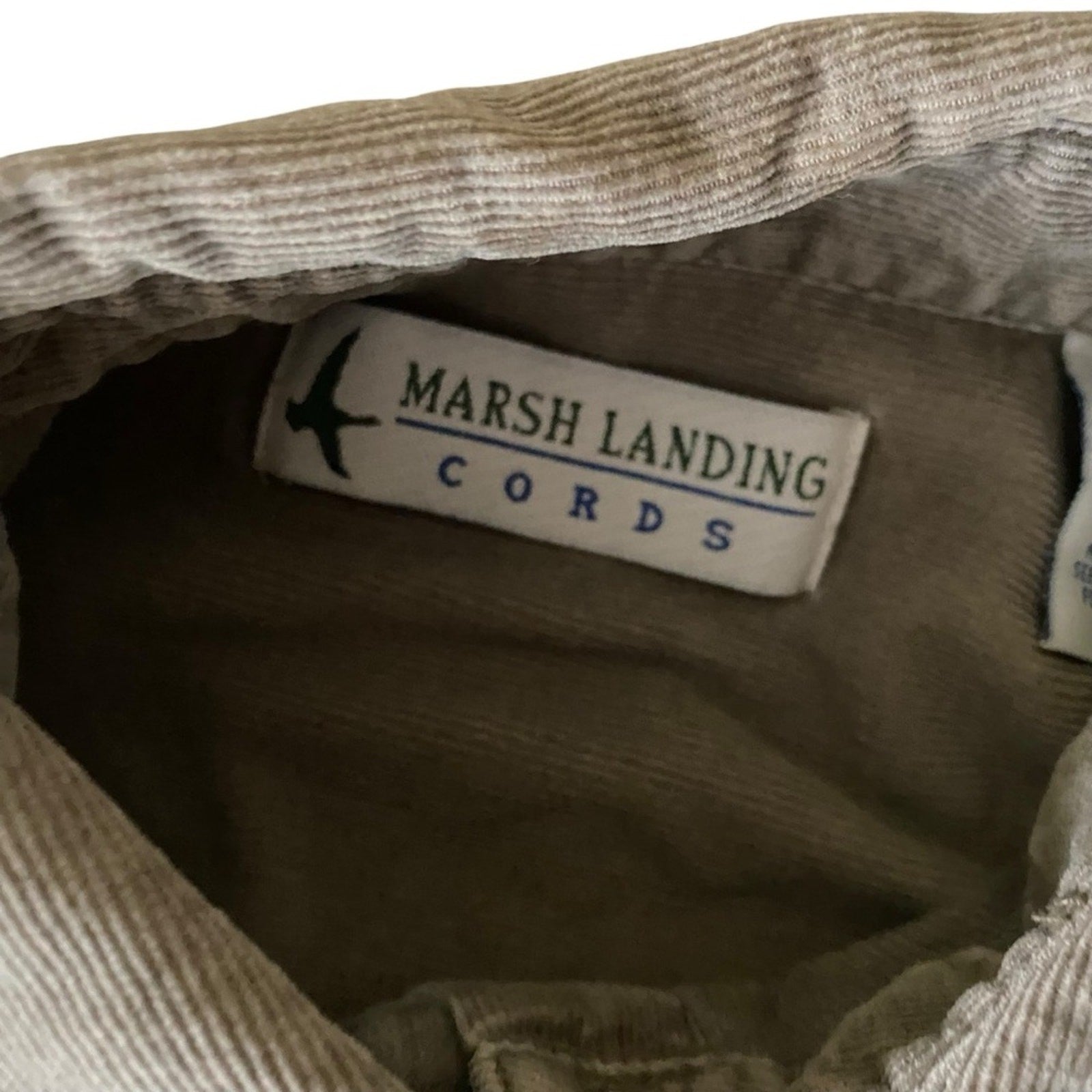 Vintage 90s Marsh Landing Cords Pearl Snap Button Corduroy Cotton Tan Shirt