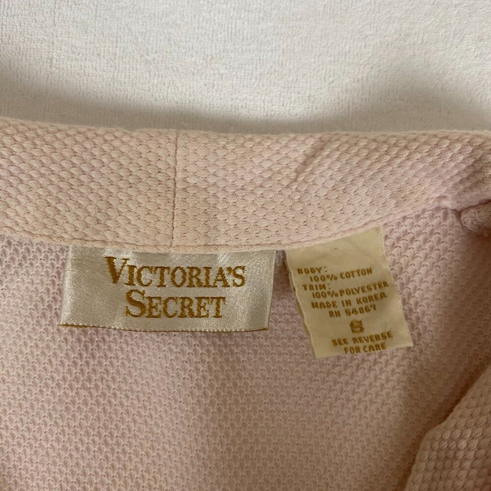 Vintage Victoria's Secret Smooth Satin Detail Night Crop Pale Pink Button Shirt