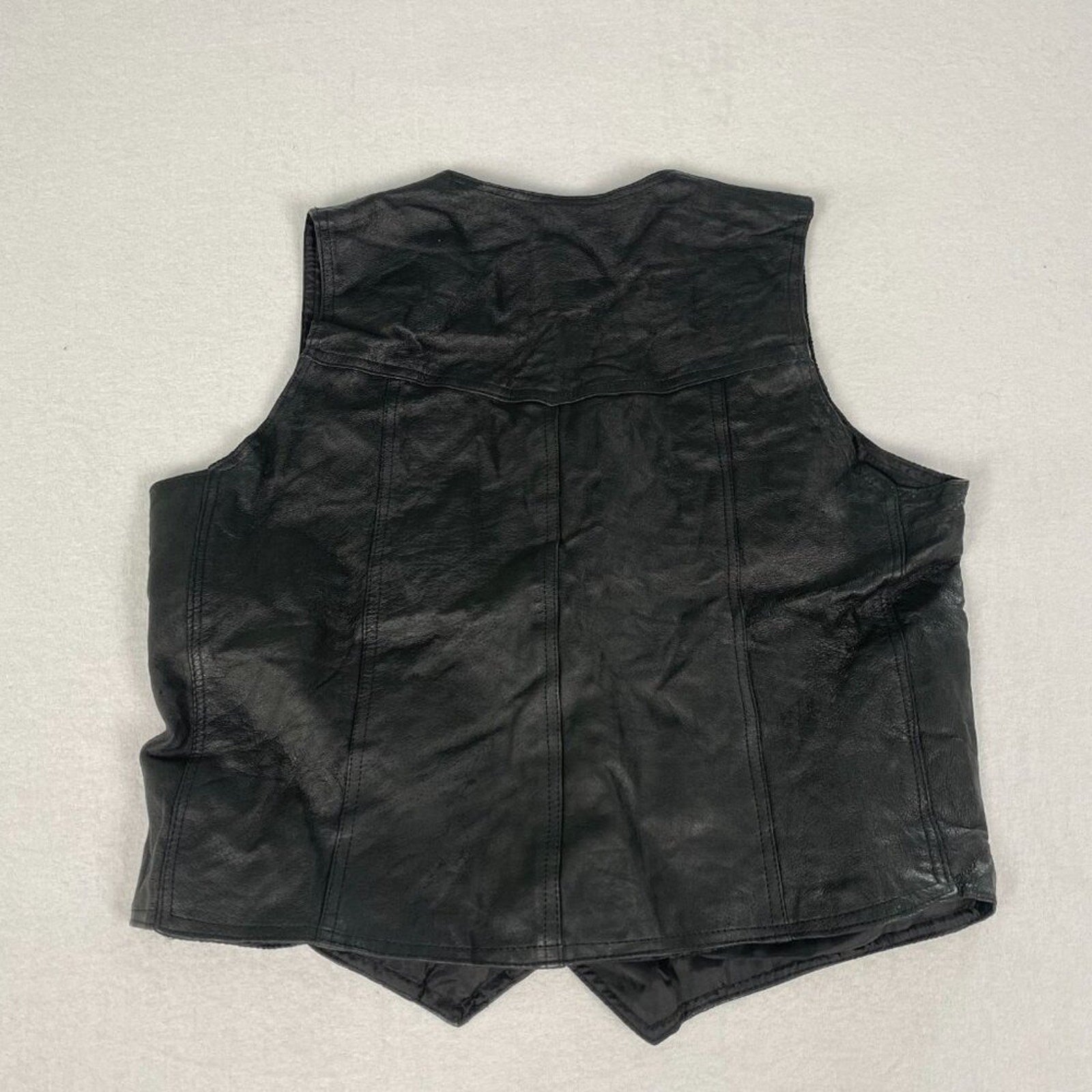 Genuine Leather Motorcycle Cowboy Black Vest Size 48