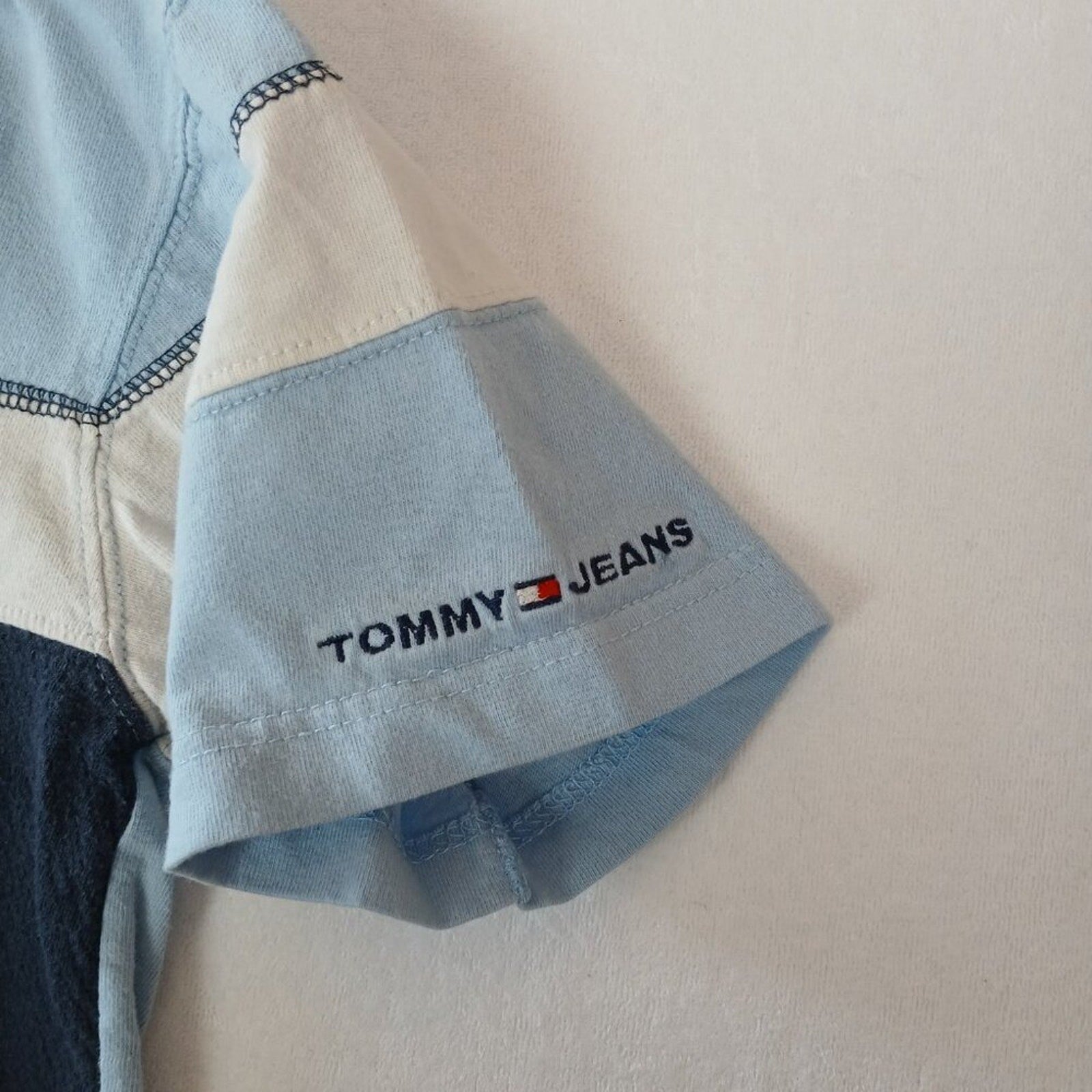 Tommy Hilfiger Blue Color Block Cotton Tee