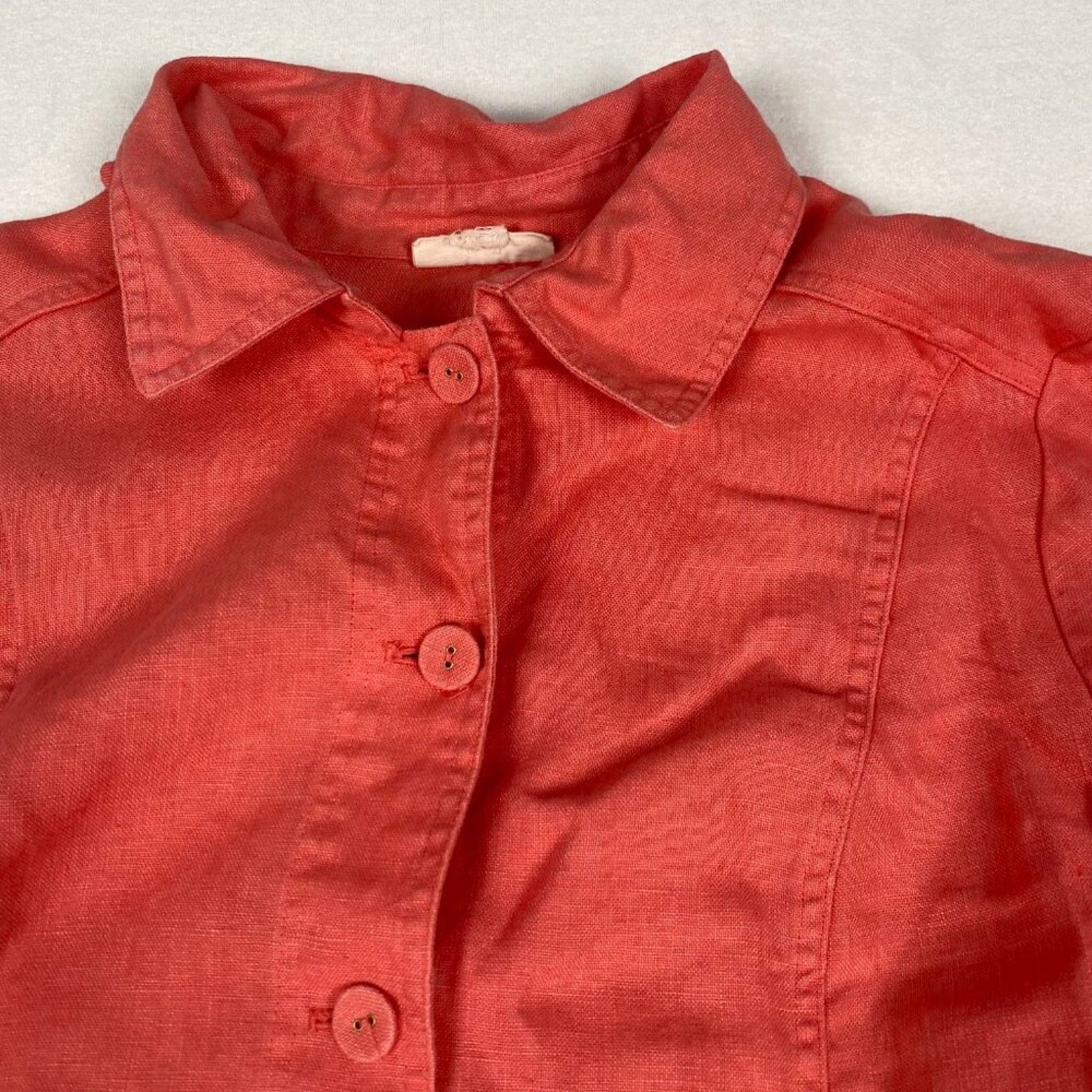 Charter Club Linen Luxury Light Red Button Up Jacket