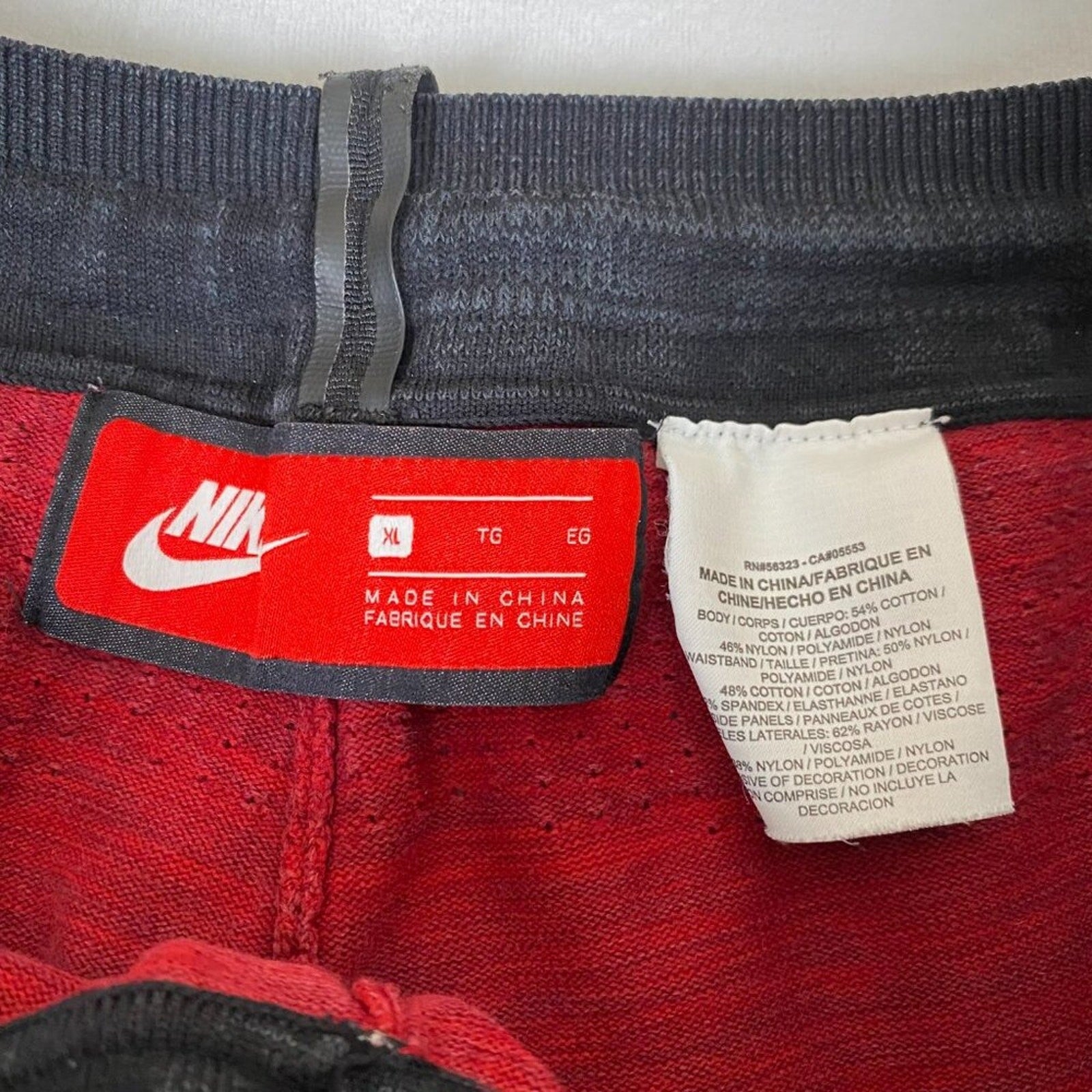 Nike Heather Red Black Basketball Drawstring Athletic Shorts XL