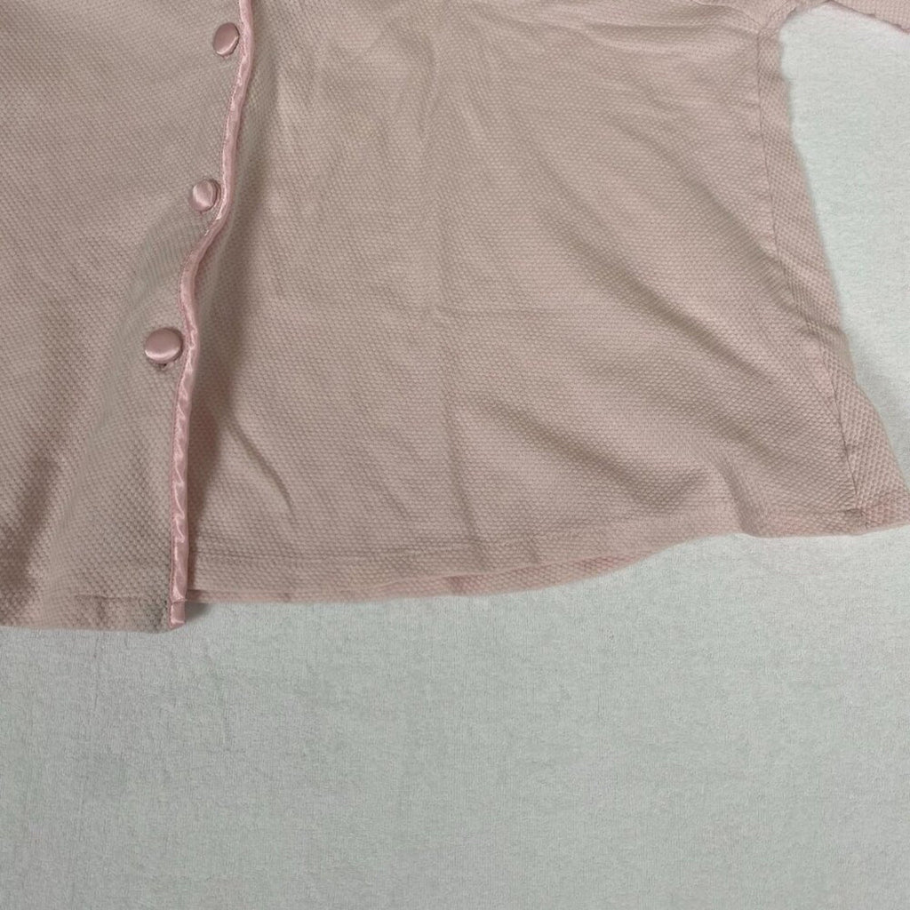 Vintage Victoria's Secret Smooth Satin Detail Night Crop Pale Pink Button Shirt