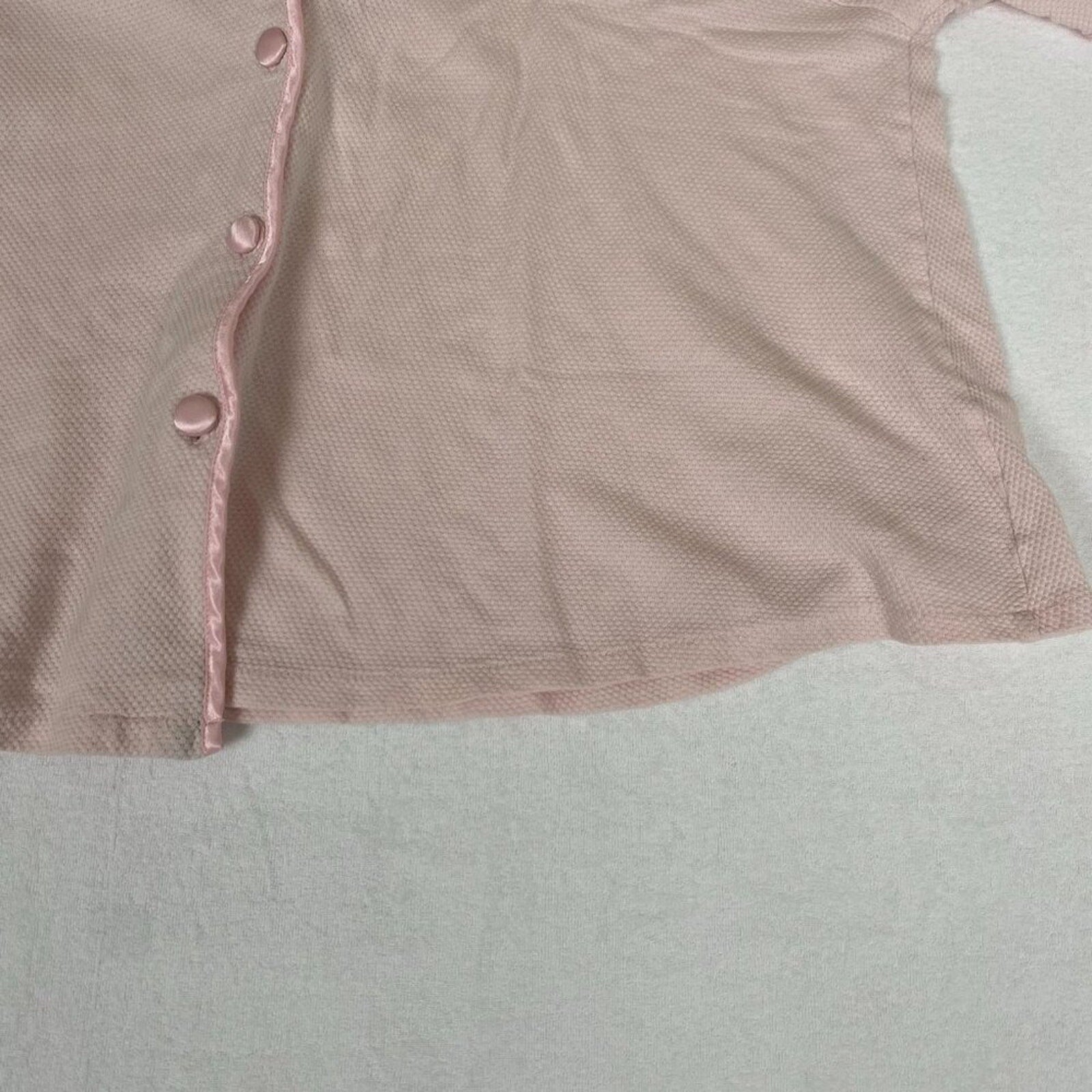 Vintage Victoria's Secret Smooth Satin Detail Night Crop Pale Pink Button Shirt