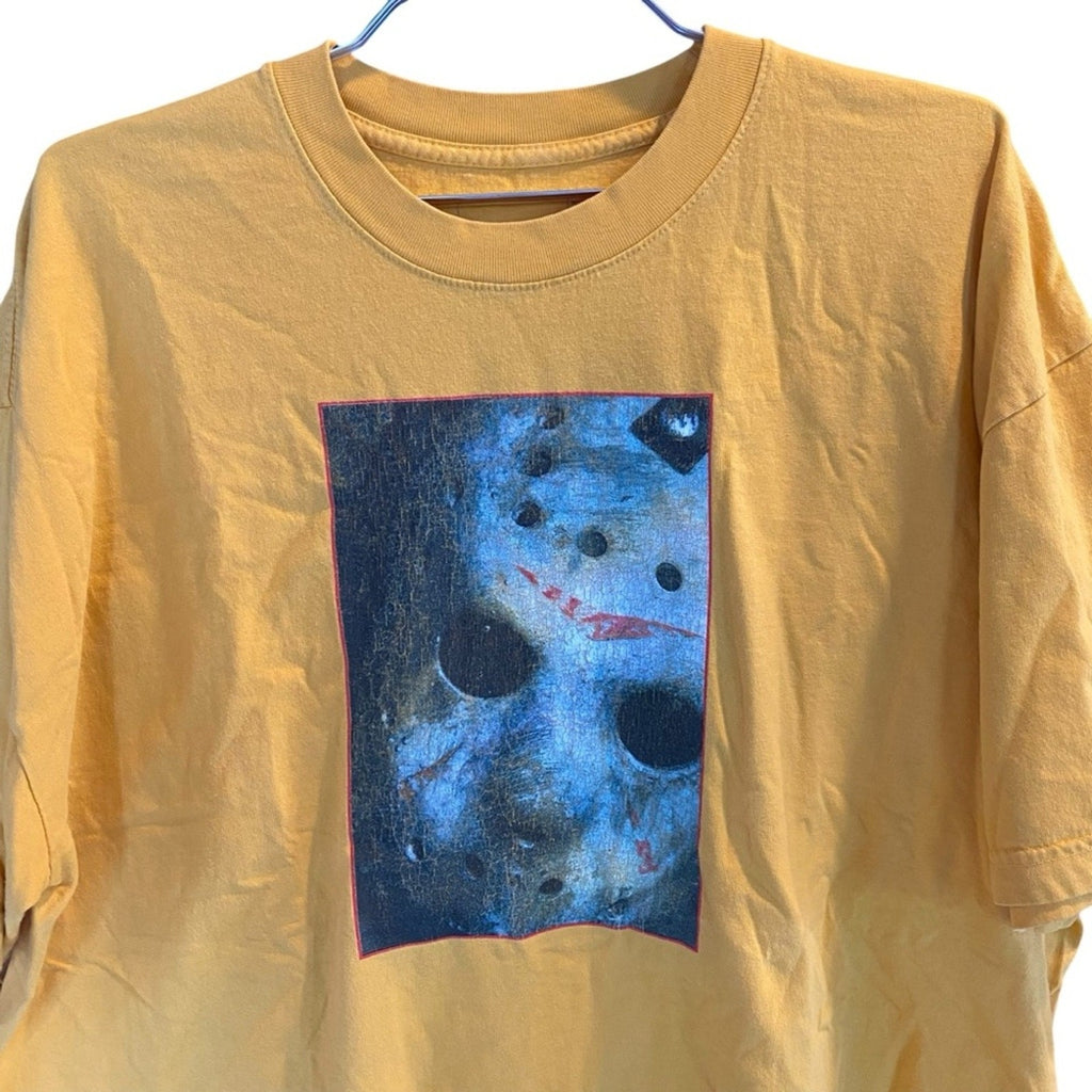 New Line Cinema Friday The 13th Movie Dumbgood Cotton Yellow Tee Size XL