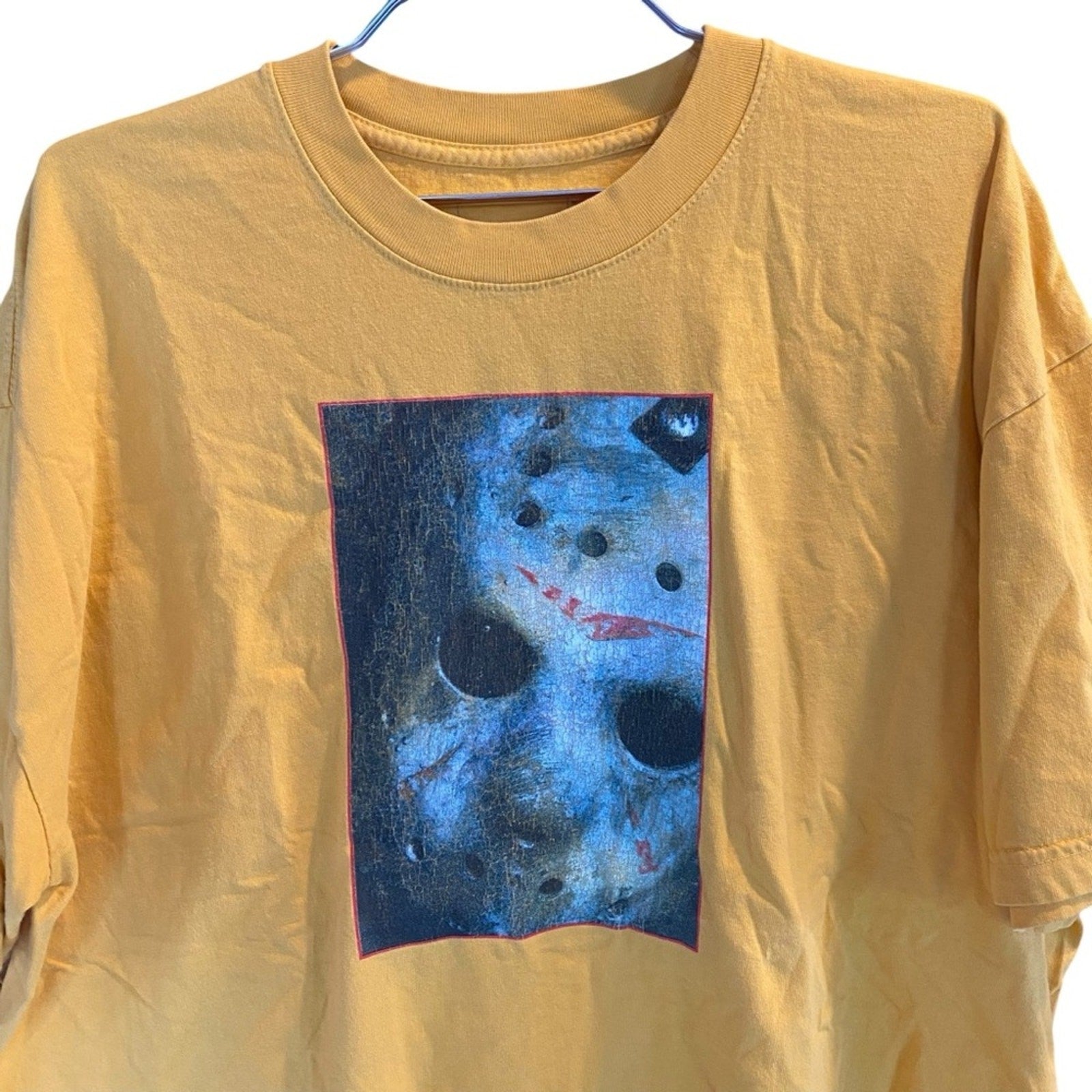 New Line Cinema Friday The 13th Movie Dumbgood Cotton Yellow Tee Size XL