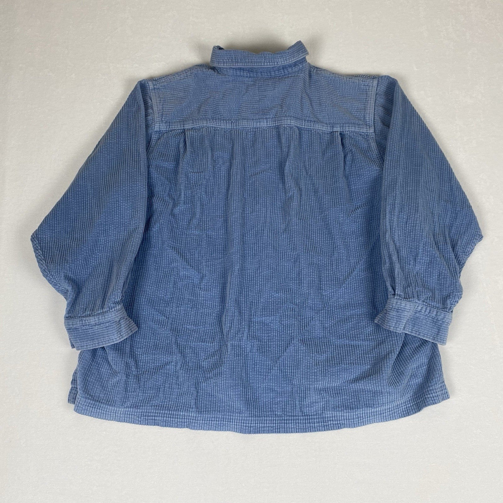 Vintage LL Bean Women's Blue Corduroy Cotton Button Up Shirt 2XL