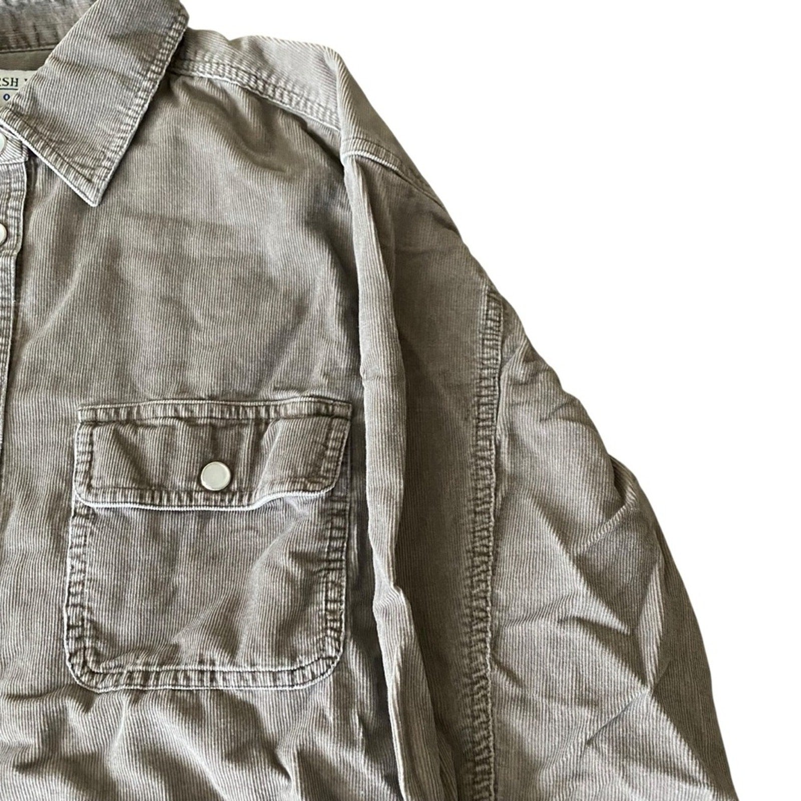 Vintage 90s Marsh Landing Cords Pearl Snap Button Corduroy Cotton Tan Shirt